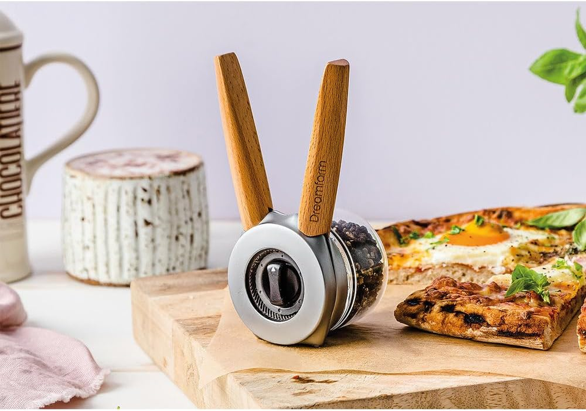 Dreamfarm Ortwo Original Ergonomic 1-Or-2-Handed Re-Fillable Pepper, Spice, Seed, Coffee Mill with 6 Grind Settings - 2Oz Beechwood image number 2