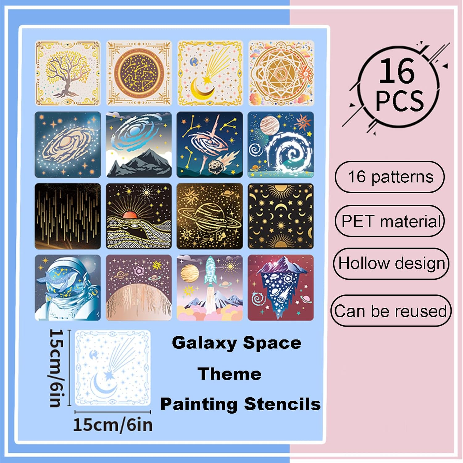 Meagtlva Reusable Stencil, Drawing Painting Stencils Set, Stencils and Templates for Floor Wall Tile Fabric Furniture Painting,Home Decor DIY Supplies (16Pcs-Space Galaxy) - 12Pcs-Butterfly image number 3