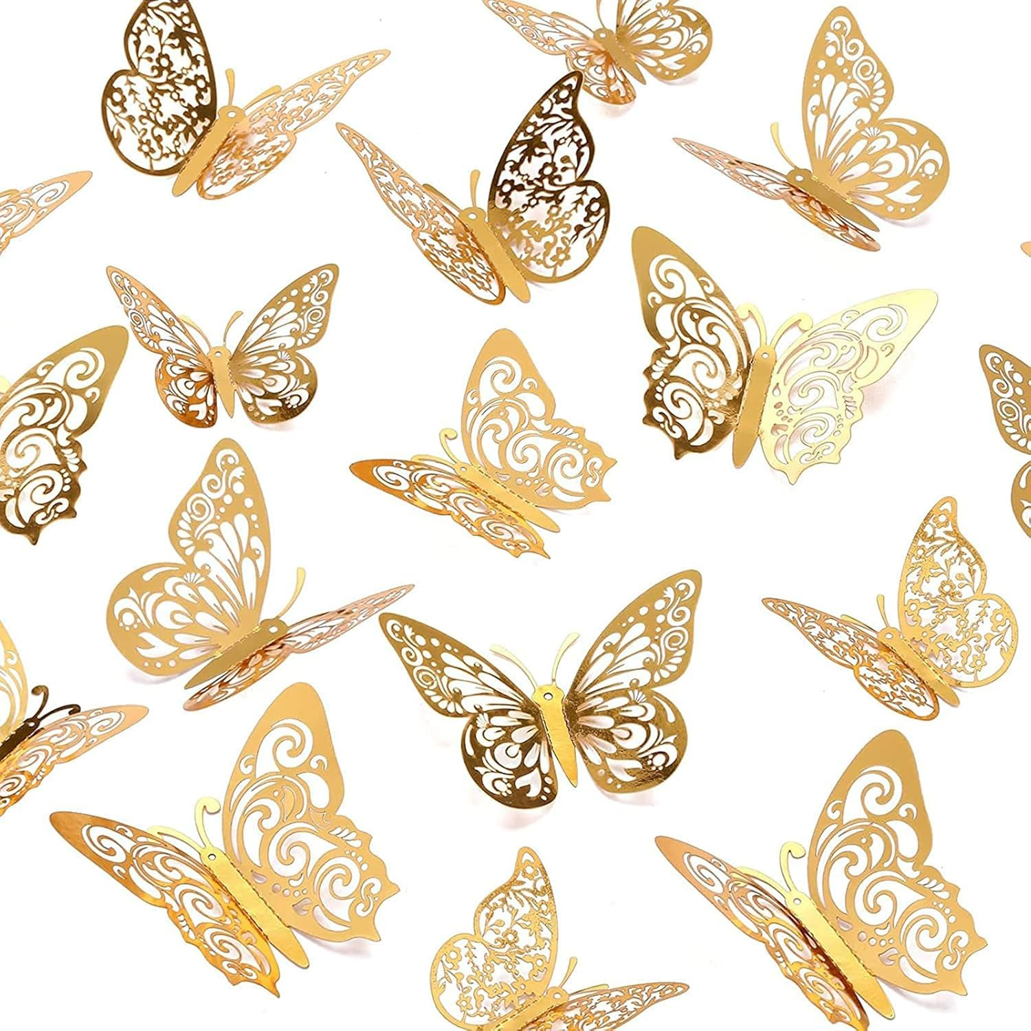 72Pcs 3D Butterfly Wall Decor Stickers, Gold Butterfly Decorations 3 Styles,Butterfly Decorations Butterfly Party Cake Decorations 3D Butterfly Stickers Decals for Girls Kids Baby Bedroom (Gold) image number 5
