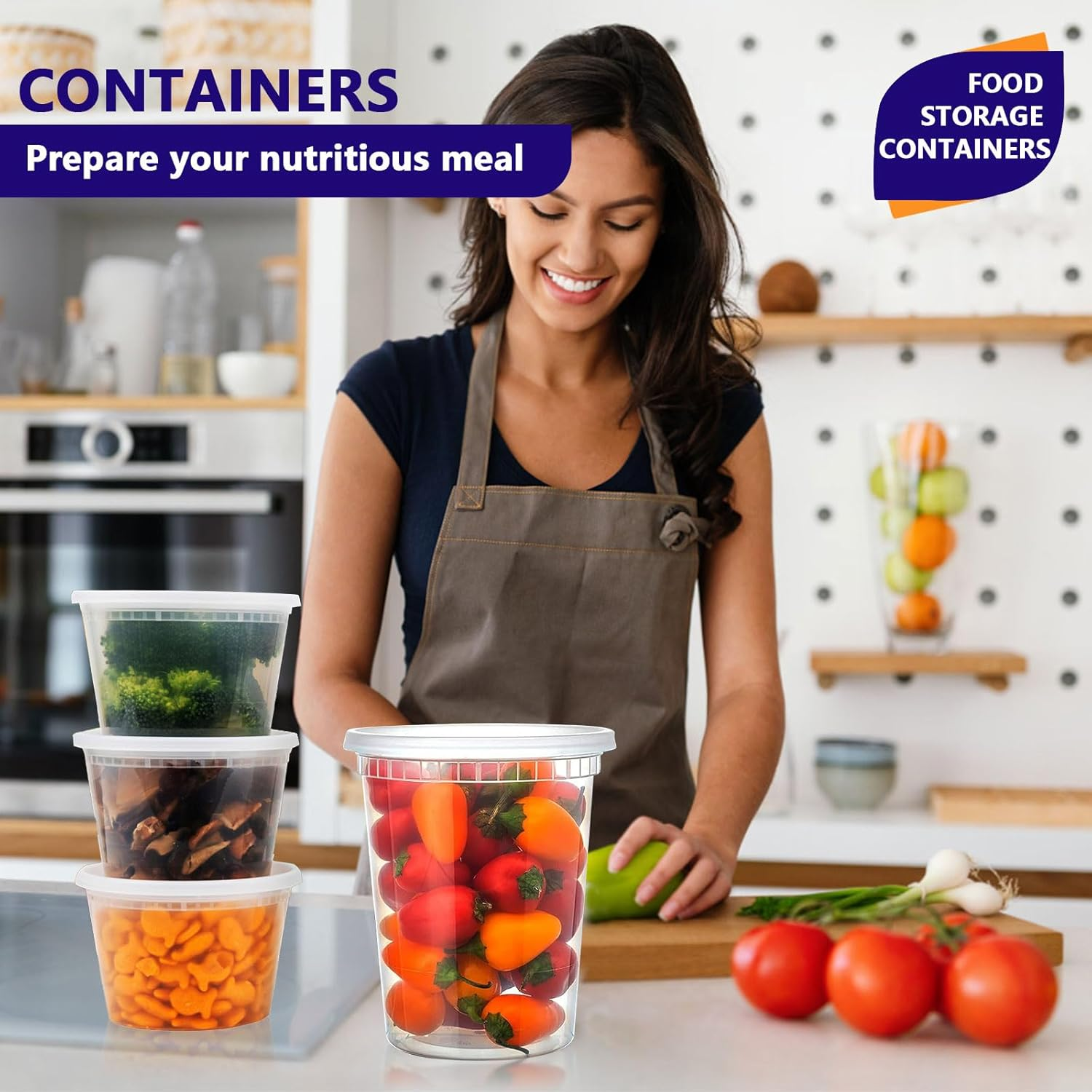 60-Set Deli Containers with Airtight Lids [20Sets-8Oz, 20Sets-16Oz, 20Sets-32Oz] - Bpa-Free, Leakproof, Microwave, Dishwasher & Freezer Safe - Good for Meal Prep, Portion Control, and Food Storage image number 4