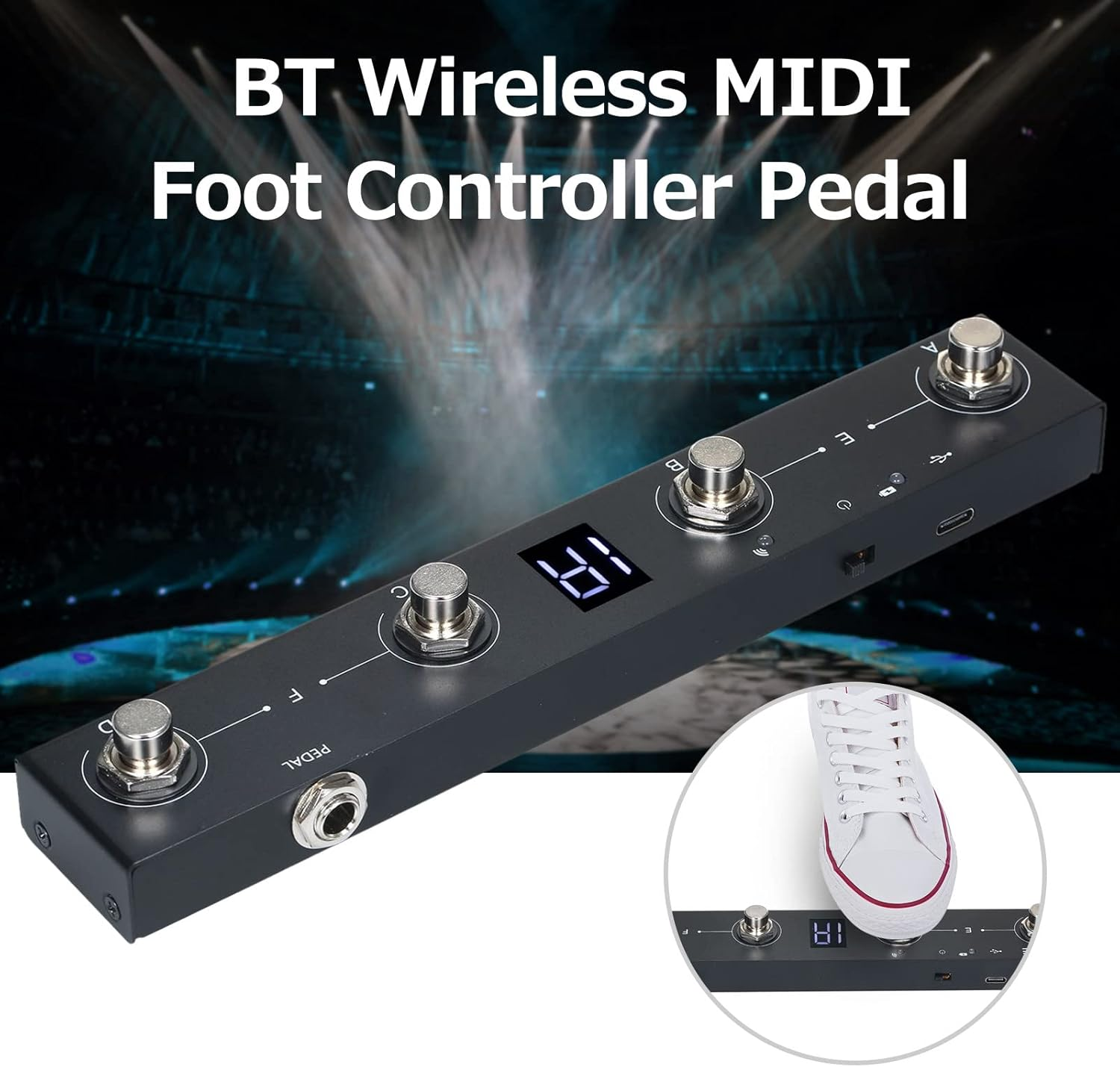 Controller Pedal, REFENG M-VAVE Chocolate BT Wireless MIDI Controller, Rechargeable 4 Buttons Portable MIDI Foot Controller Pedal APP Control image number 1