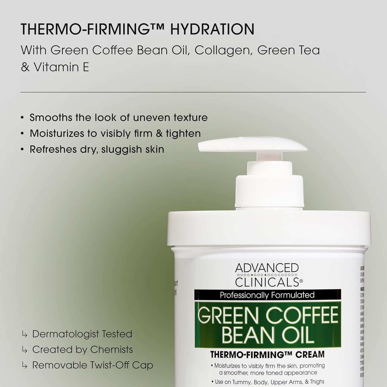 Advanced Clinicals Green Coffee Bean Oil Thermo-Firming Cream (16 Oz) image number 6