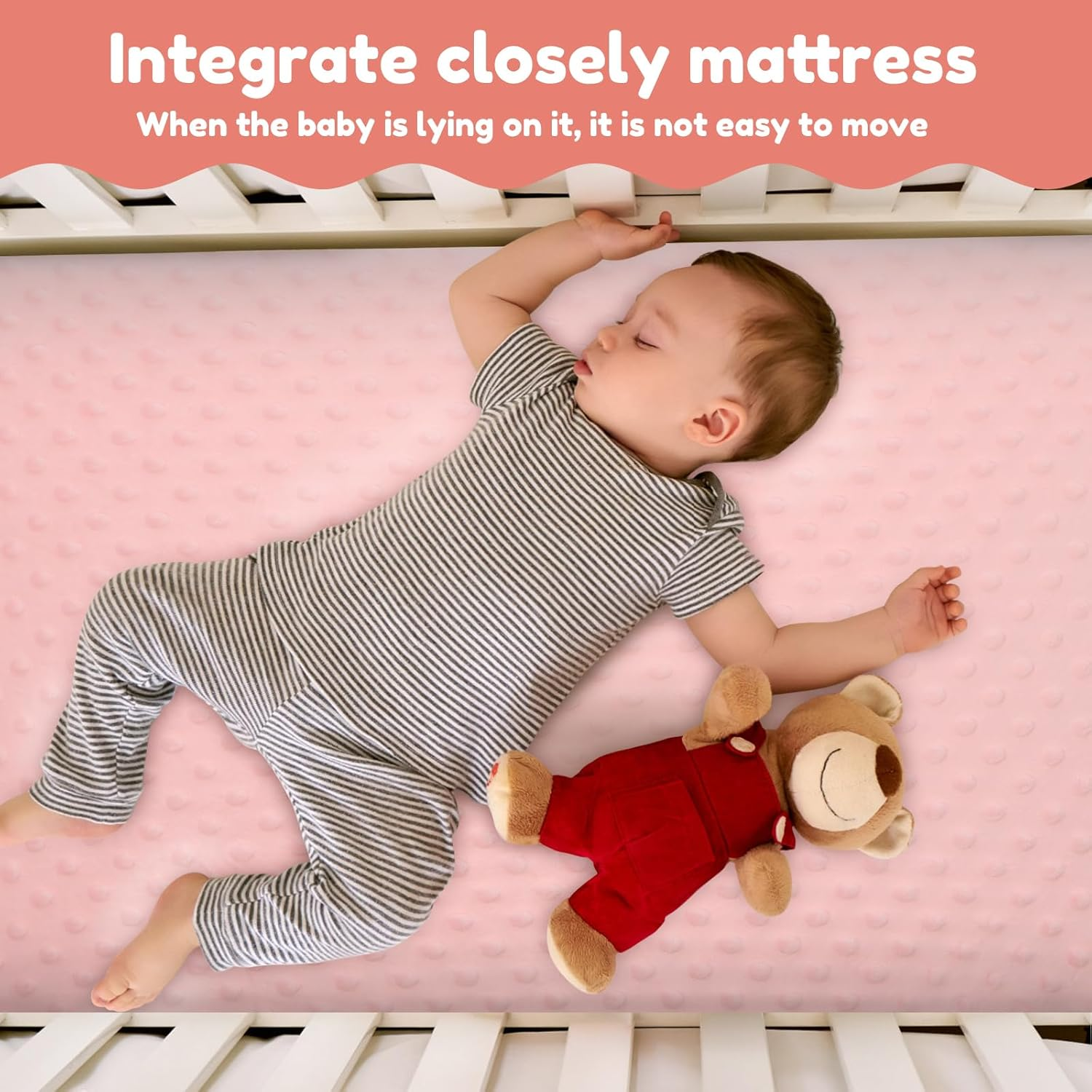 3Pcs Changing Pad Cover Cotton Diaper Changing Pad with Elasticated Straps Soft Breathable Comfortable Stable Diaper Changing Table Pad Sheets Cover for Home Kid (Pink) image number 1