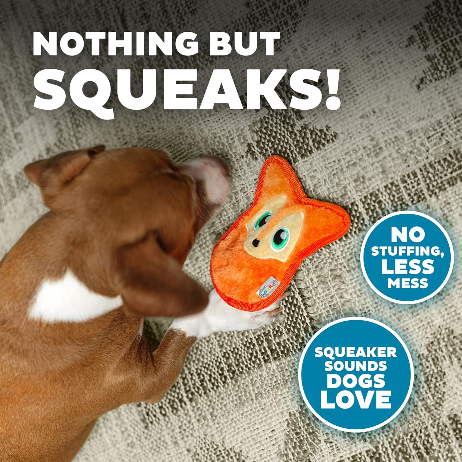Outward Hound Invincibles Dog Toy - Stuffingless Squeaky Plush Dog Toy image number 1