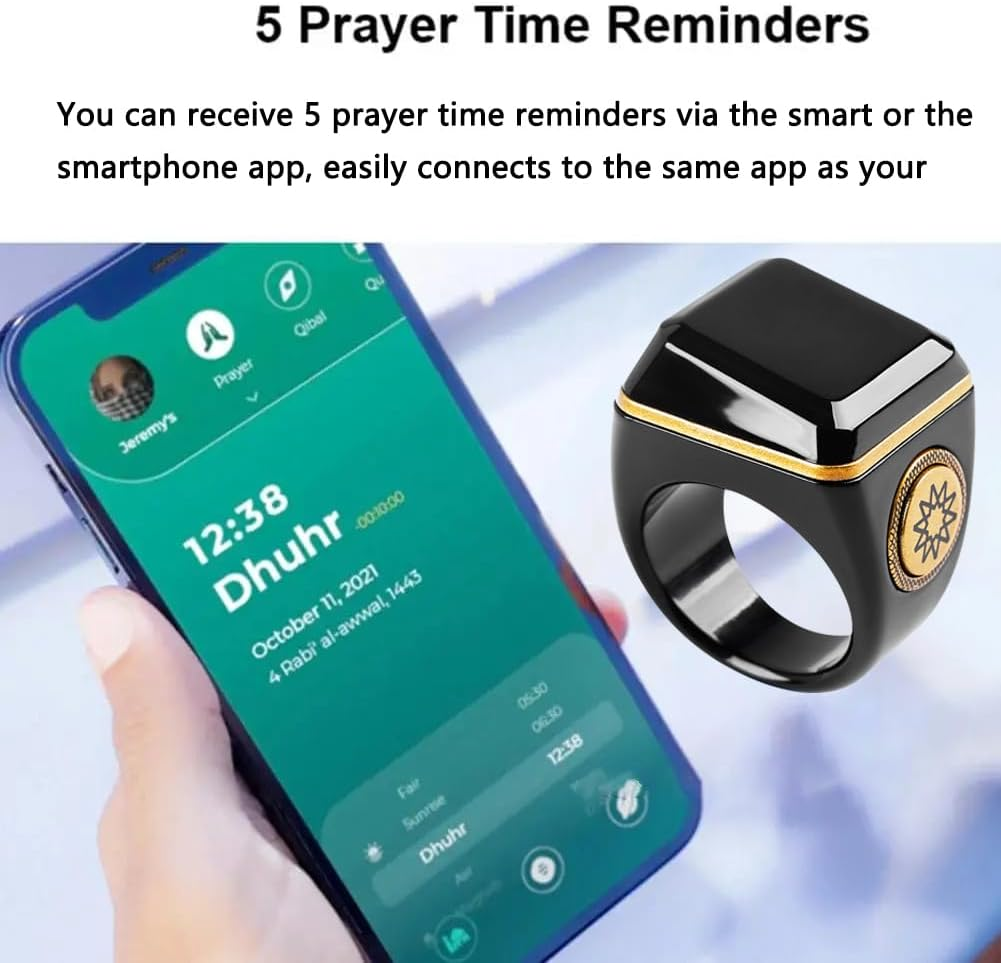 KEWAYO 18Mm Smart Ring Counter, Smart Tasbih Zikr Ring, Smart Ring Counter, Muslim Prayer, OLED Display, Tasbih Counter, Wearable Technology, Waterproof, USB Rechargeable image number 6