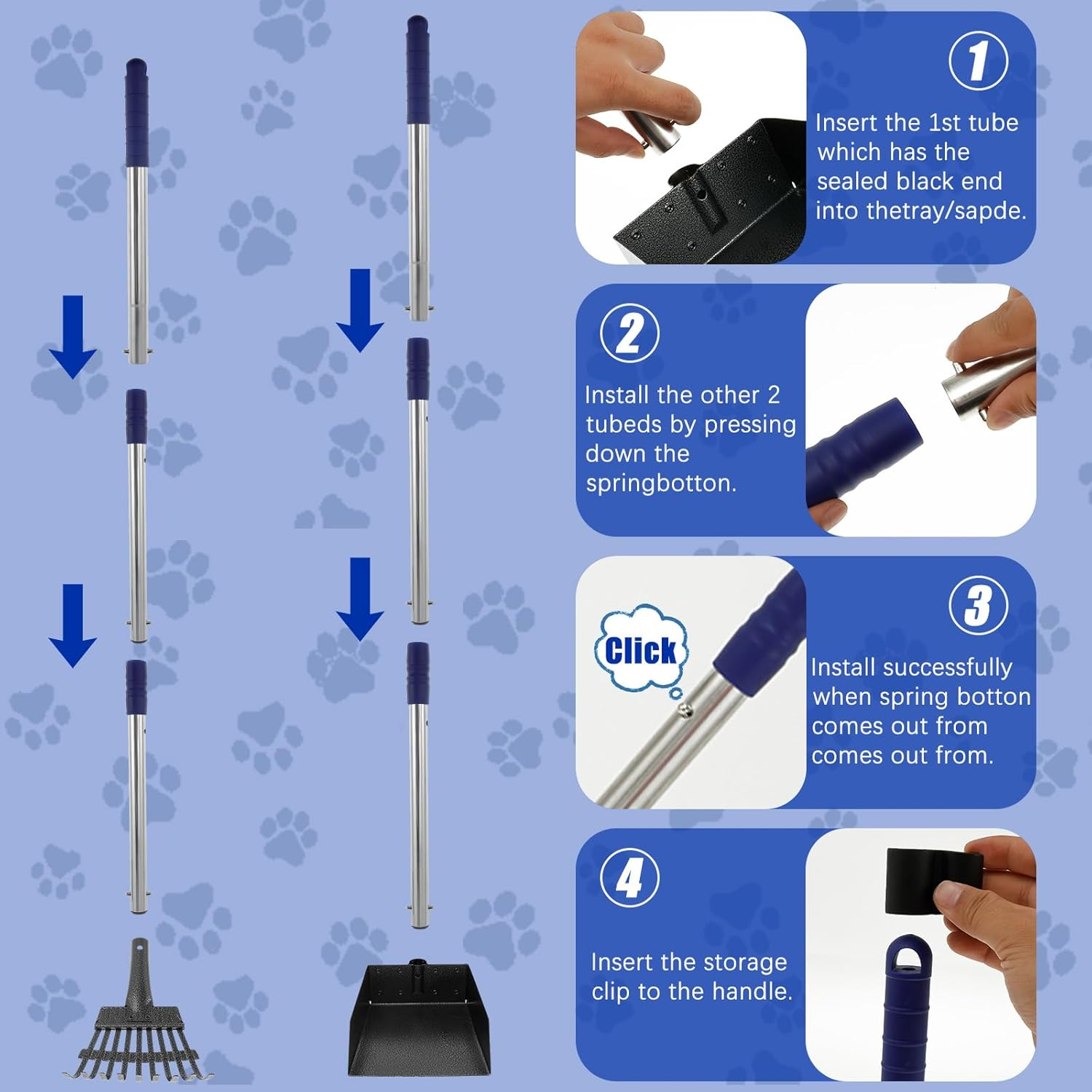 Long Handle Pooper Scooper,Pet Pooper Scoope Set,Pooper Scooper Tool,Poop Scoop Set,Dog Pooper Scooper Set,Pet Waster Scooper for Pet Waste Removal on Grass Dirt and Gravel image number 6