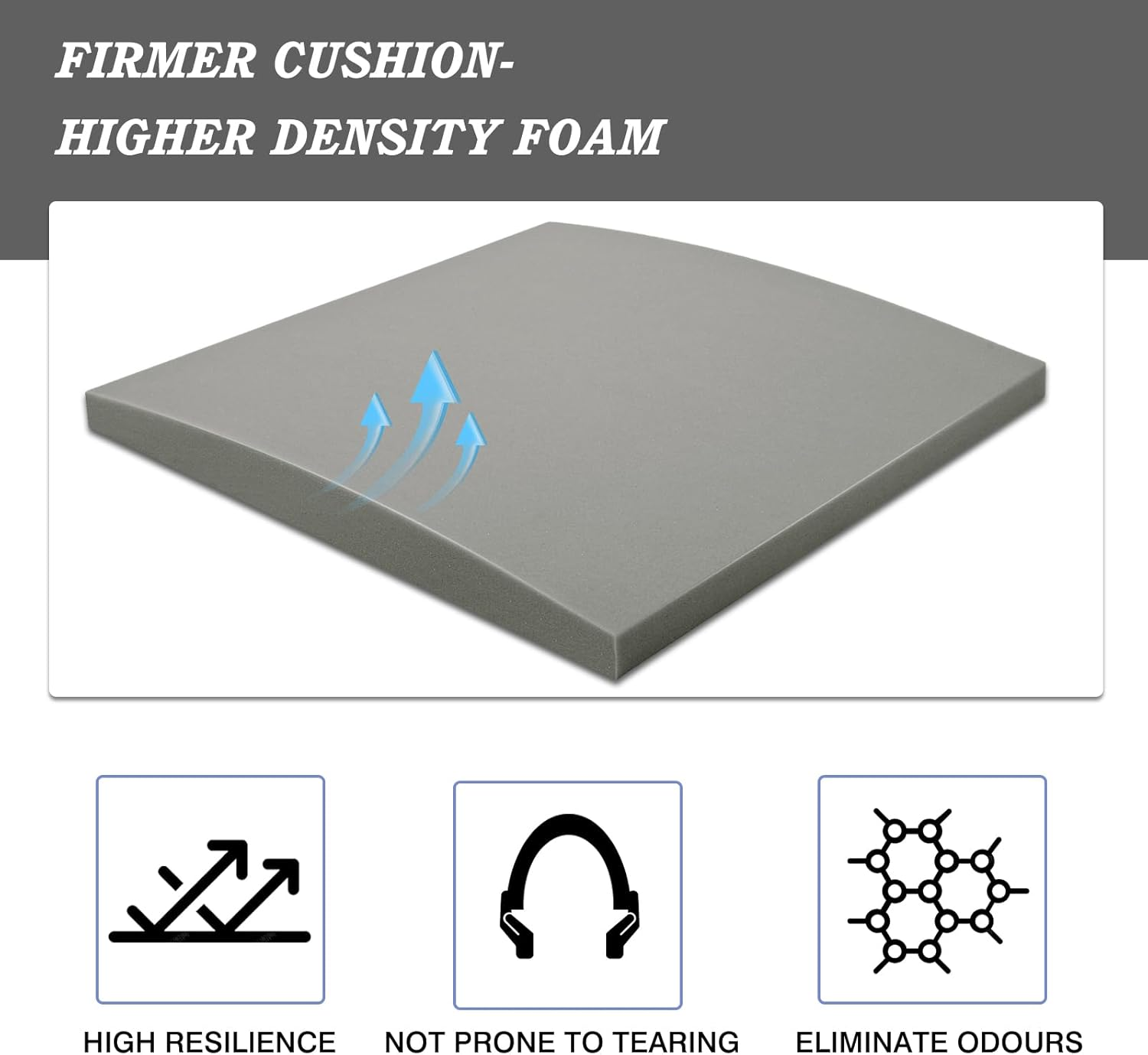 HAVARGO Couch Cushion Support High Density Foam 22X22X2.4 Inches Sofa Couch Supports for Sagging Cushions Light Grey 1Pc with anti Slip Mesh Fabric image number 3