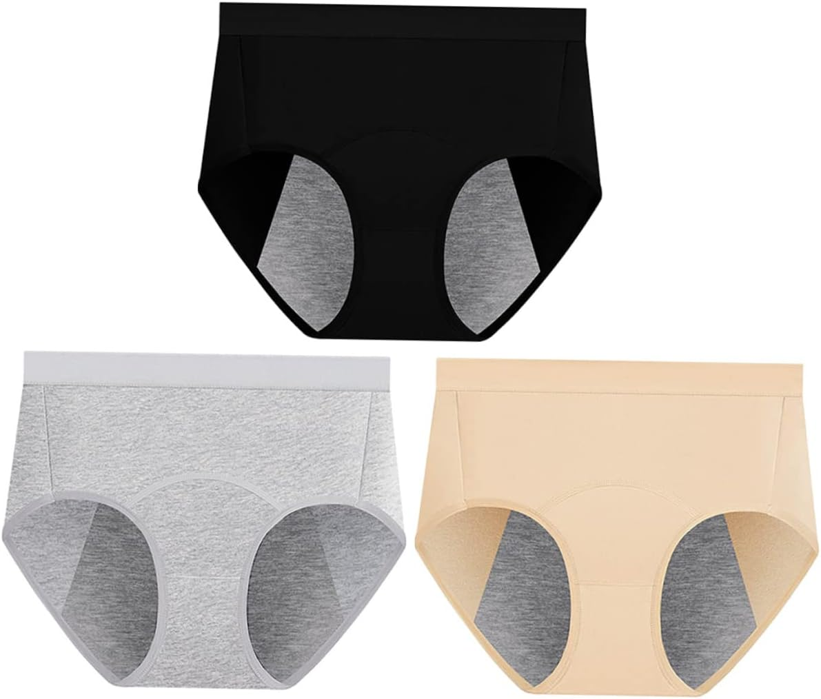 3Pcs Women'S High Waist Cotton Panties Leak Sanitary Underwear for Menstrual Comfort Breathable and Comfortable for Postpartum image number 6