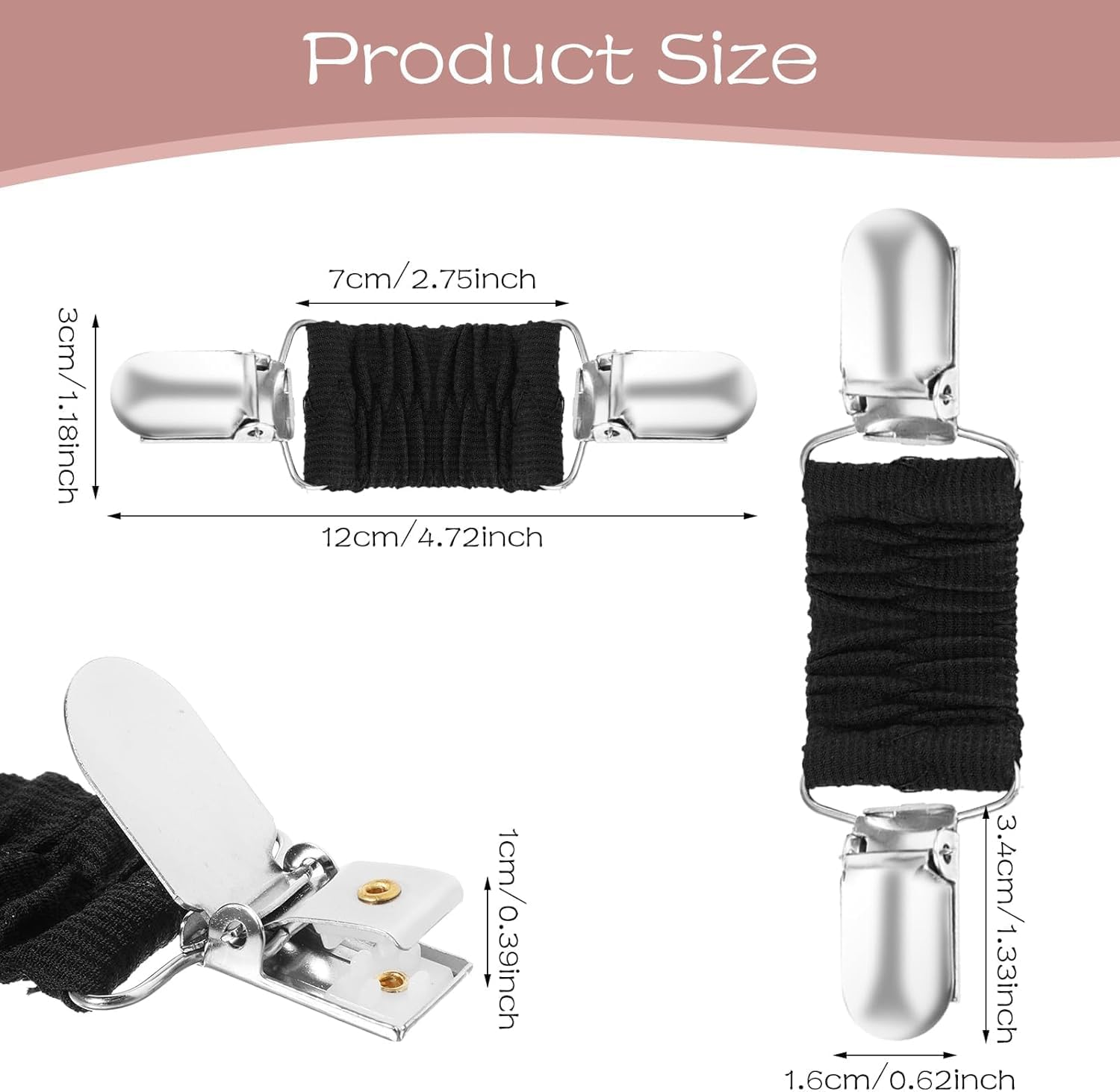 Back Cinch Clips with Elastic Band Design Clothes, 3Pcs Dress Cinch Clips Cardigan Clips Elastic Clothes Tightening Clip,Fit Dress Cinch Clip Sweater Shawl Clip,Dress Clips Back Cinchs Sweater Clips image number 4