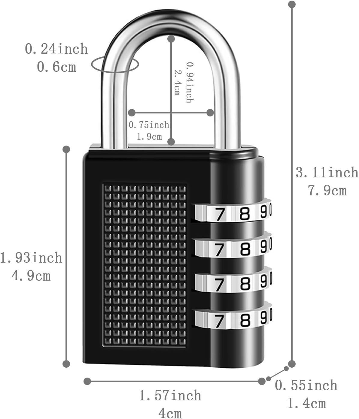 2 Pack Combination Lock, 4 Digit Padlock with Code Waterproof Outdoor Combination Lock for Gym Sports Locker, Fence Gate, Toolbox, Case, Hasp Cabinet Storage (Black)