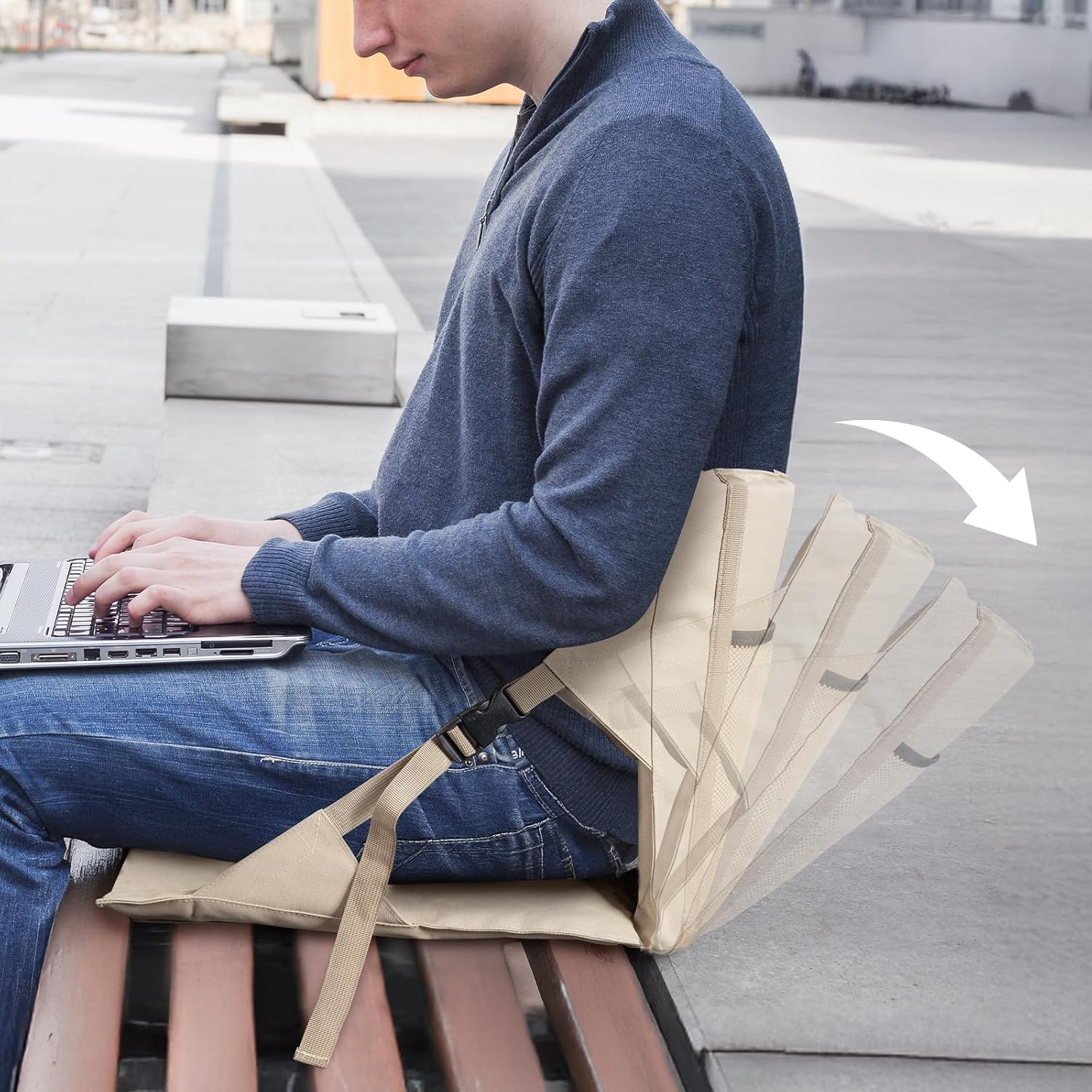 Night Cat Stadium Seat Cushion: Folding Bleacher Chair with Back Support Portable Outdoor Padded Seats for Bleacher Beige image number 6