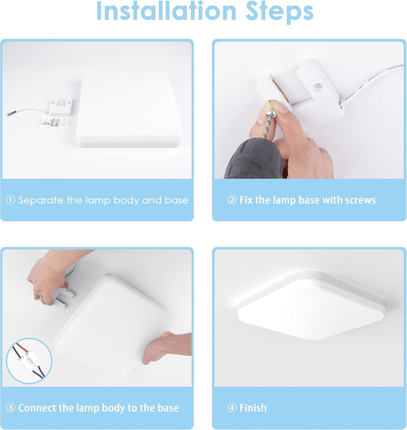 36W LED Square Ceiling Light 3240LM, 6500K Indoor Lighting, Modern Light Lamp for Bathroom, Living Room, Kitchen, Bedroom, Hallway, Dining Room, Balcony, Garage