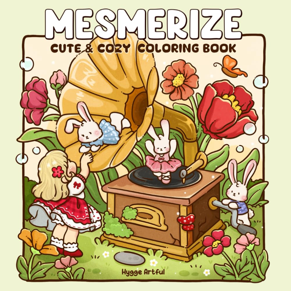 Mesmerize: Coloring Book for Teens and Adults Featuring Enchanted Worlds and Tiny Girl with Bunny Companions for Relaxation and Stress Relief image number 1