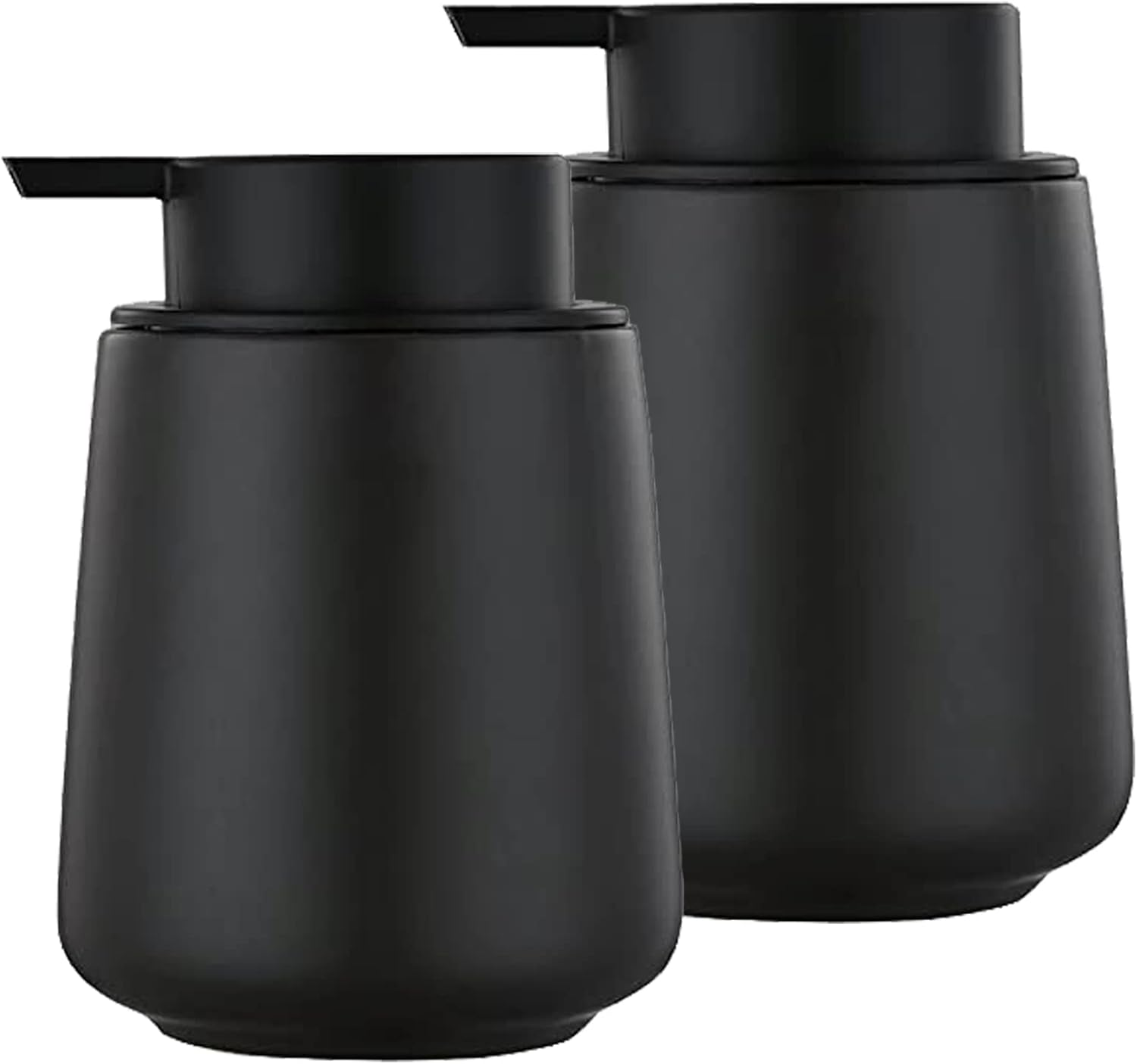 Eyrozia 12Oz Black Soap Dispenser - Ceramic Lotion Hand Soap Dispenser Set with Easy-To-Press Pump, Refillable Liquid Hand Soap Dispenser for Bathroom, Dish Soap Dispenser for Kitchen, 2 Pack