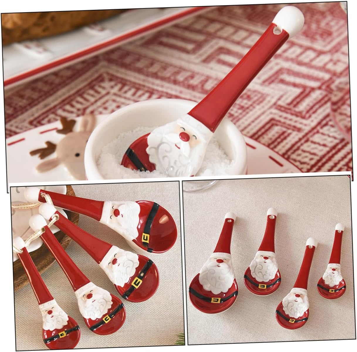 Ceramic Measuring Spoon Set Christmas Style Festive Spoon for Baking for Kitchen and Holiday Baking image number 6