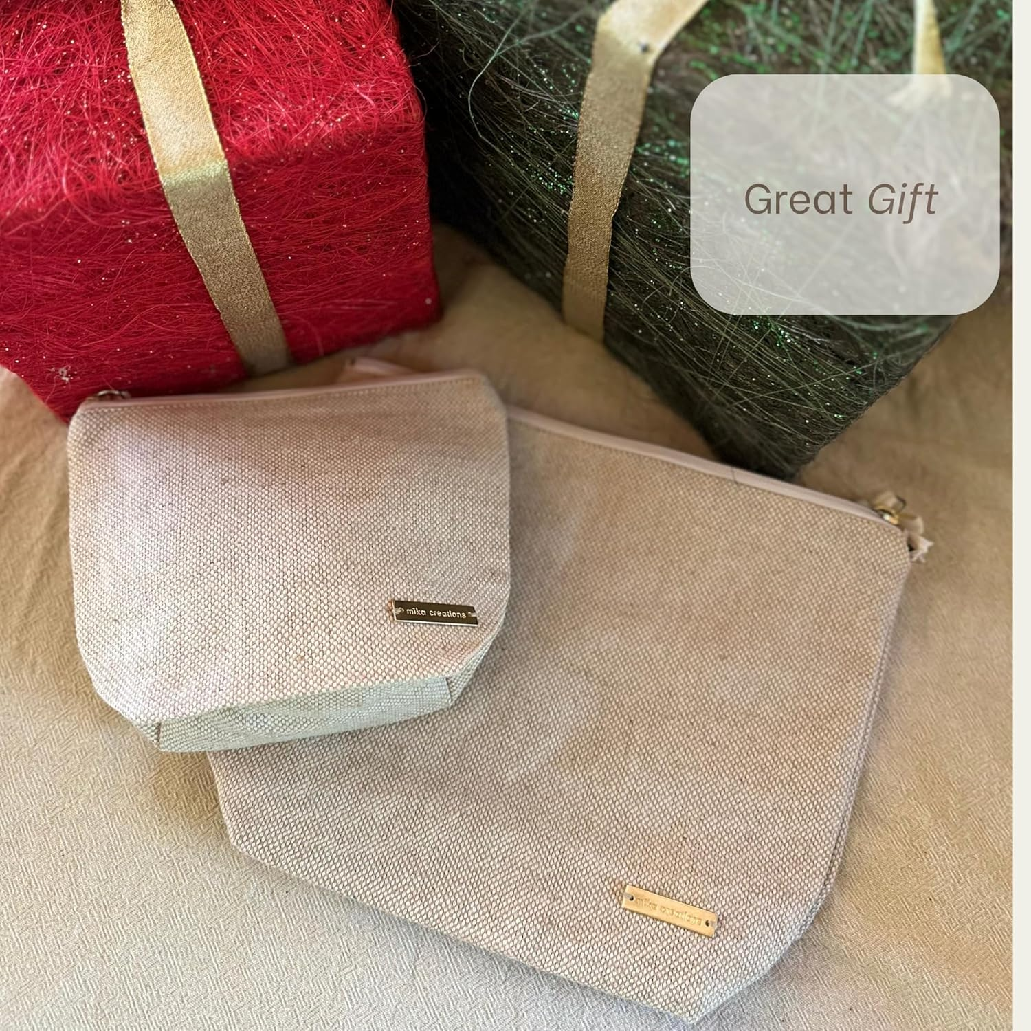 Small Wet Bag | Travellers & Organisation | Sustainable Juco & Cotton Blend Pouch with Water-Resistant Lining | Multi-Use for Swim Nappies, Period & Make-Up | Mika Creations image number 2