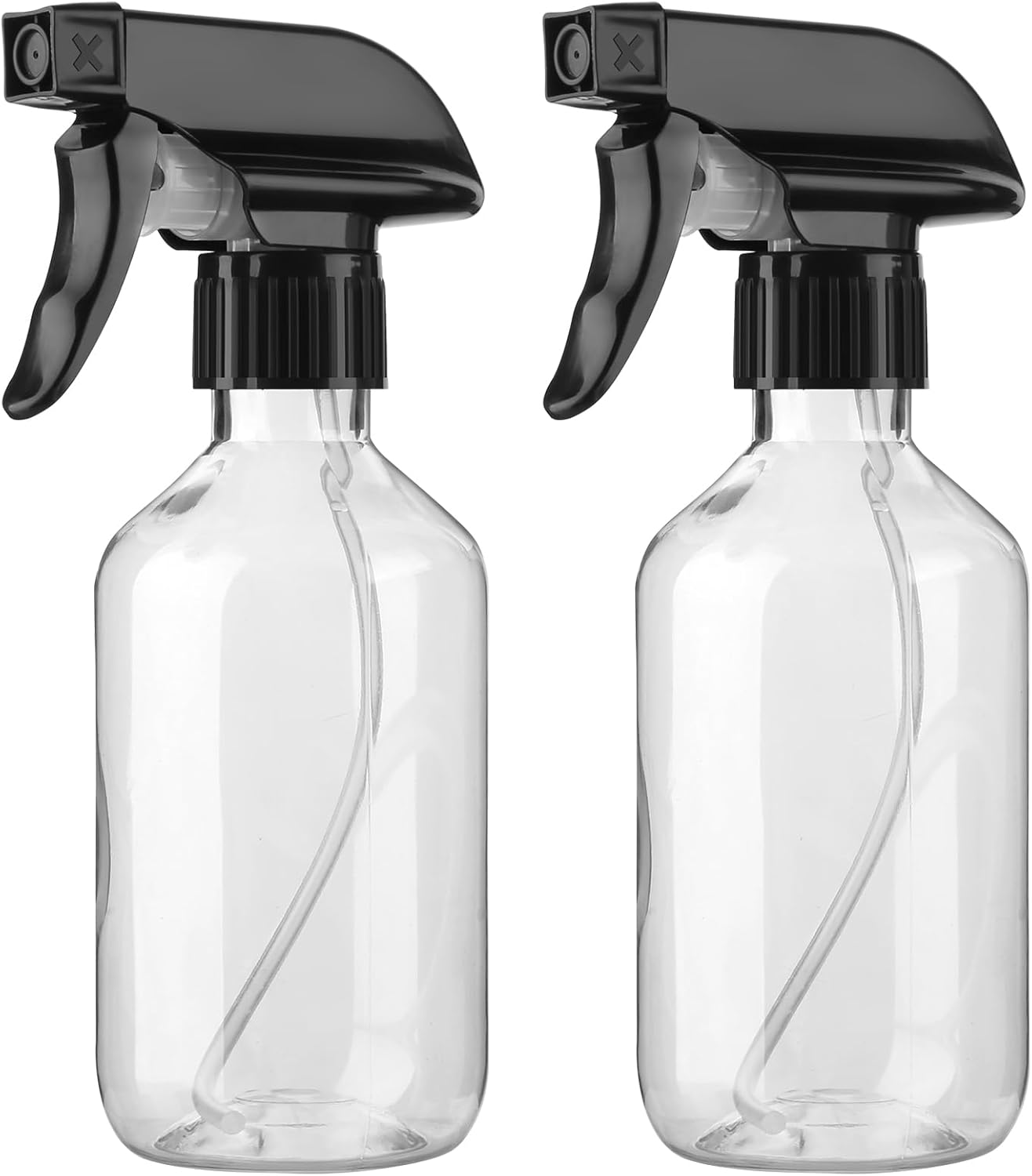 2 Pack Plastic Spray Bottles, 300Ml/10Oz Premium Refillable. Clear and Brown Options. Adjustable Sprayer for Precise Fine Mist and Stream. Perfect for Cleaning, Gardening, Pet Care, and Hair (Brown)