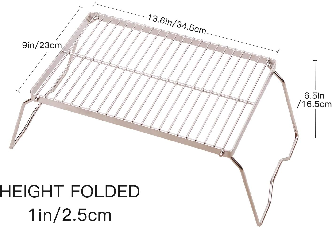 REDCAMP Folding Campfire Grill 304 Stainless Steel Grate, Heavy Duty Portable Camping Grill with Legs Carrying Bag, Medium and Large image number 1