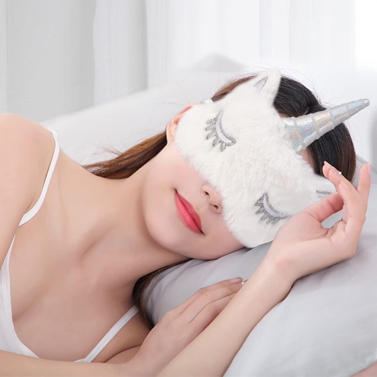 Design Sleep Mask for Women and Girls Comfortable Blackout Eye Blindfold Ideal for Travel Naps and Relaxation White - Purple image number 3