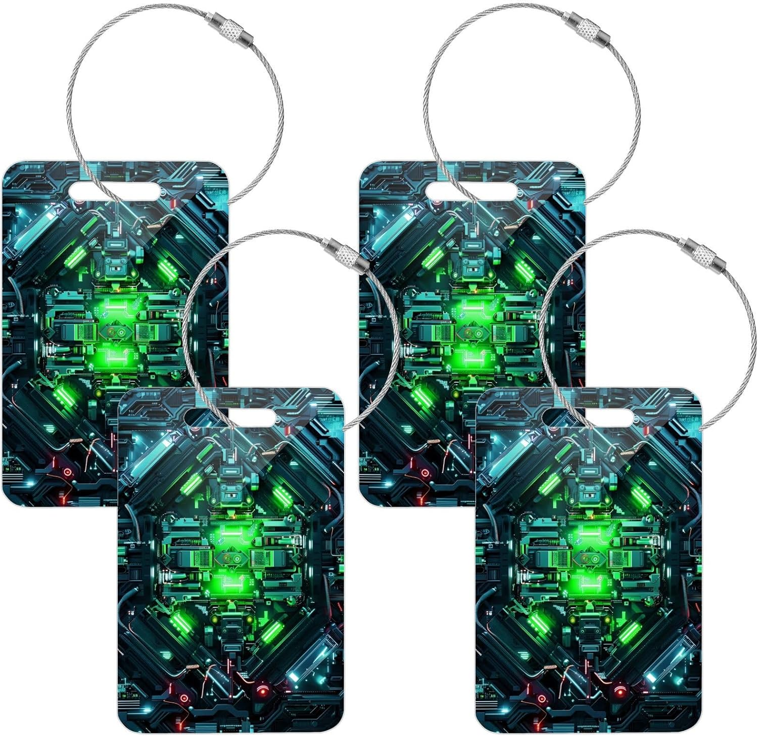 Cool Green Gear Acrylic Suitcase Tags for Luggage Airport Luggage Tags Travel Baggage Tag 4Pcs Suitecase Tags image number 2