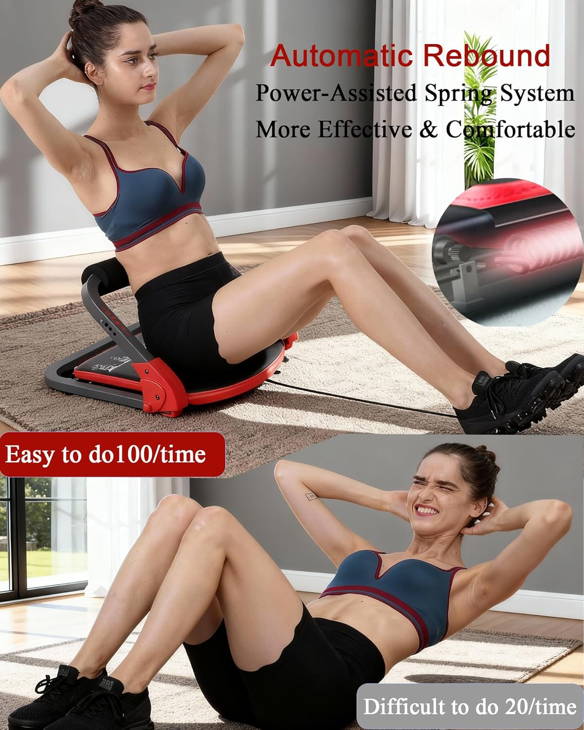 Ab Machine Workout Equipment,Whole Body Ab Workout Machine,Sit up Exercise Equipment for Home, Strength & Abdominal Trainer with 3 Adjustable Resistance Levels and Bands.Us Patented image number 3