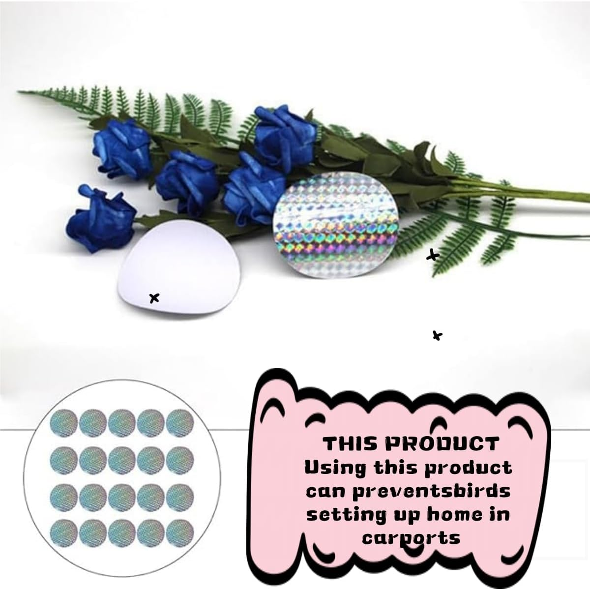 39 Pack Bird Scare Self-Adhesive Deterren Reflective Devices,T for Windows, Balcony, Roof & Garden &ndash; Keep Birds Away with Reflective Strips (Silver) image number 5