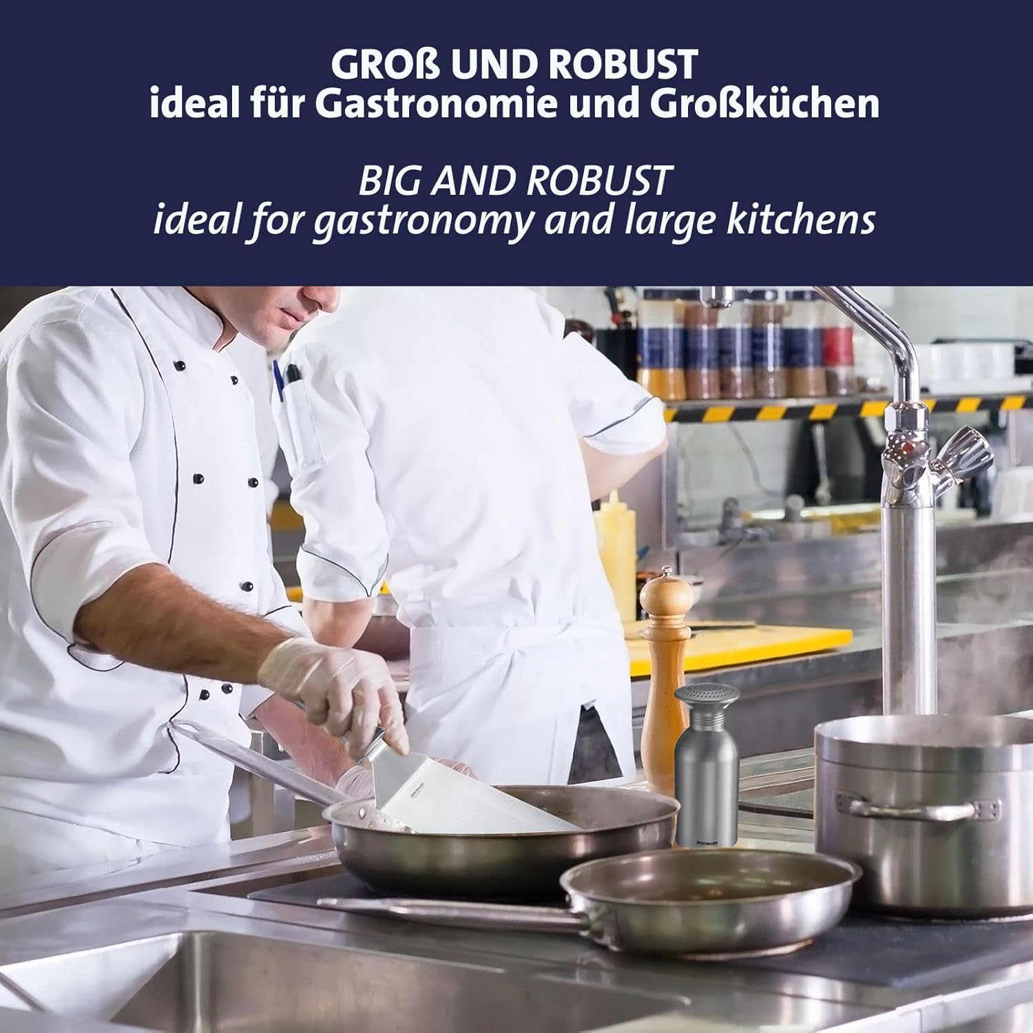 Westmark Omega Gastro Salt Shaker - Practical Spice Shaker for Catering and Commercial Kitchen, Also Suitable for Sugar, Salt Jar with Lid - Aluminium, 650 Ml, Silver/Transparent image number 2