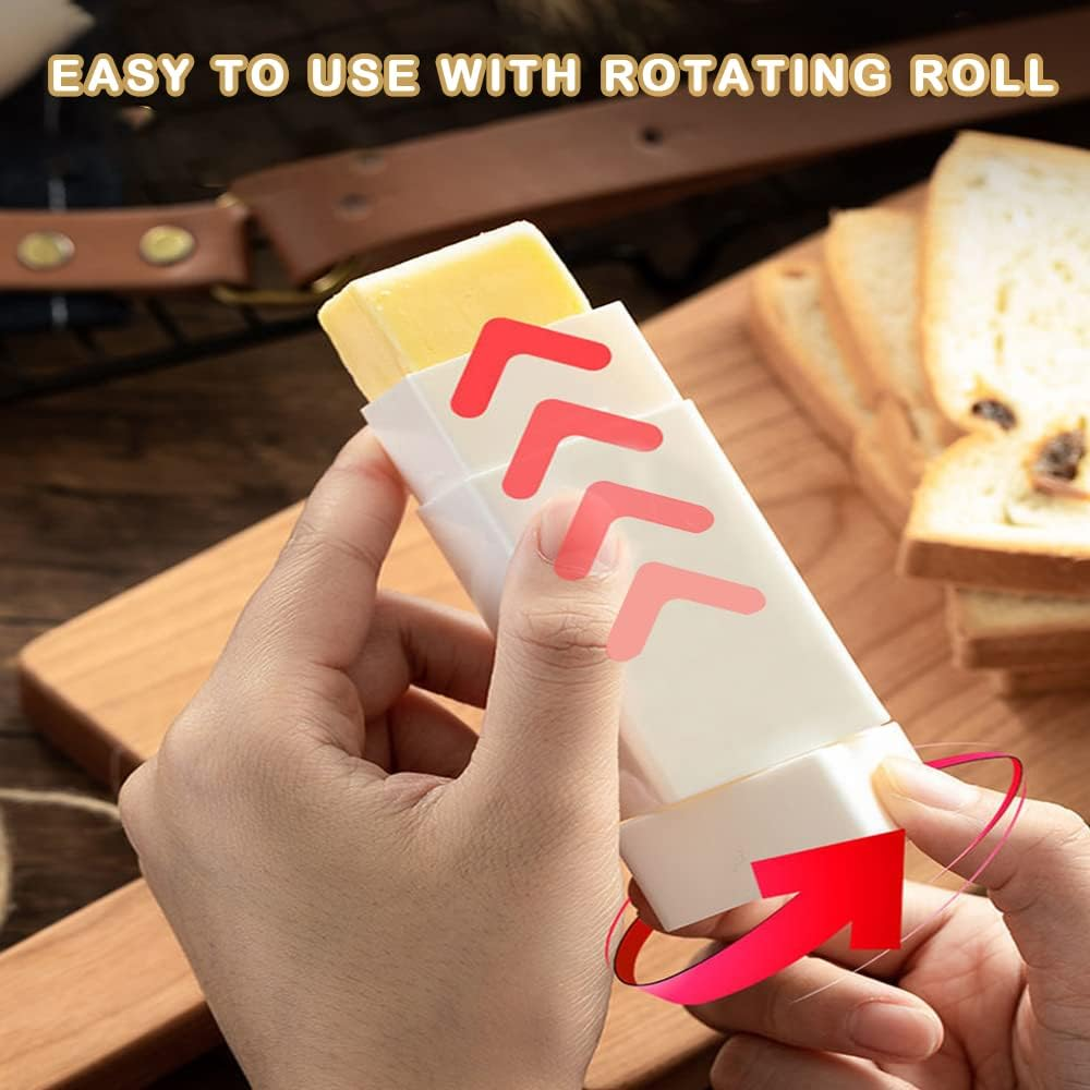 Rotary Type Butter Spreader, Corn Cob Butter Spreader, Butter Dispenser Butter Stick Holder, Spreads Butter Evenly on Pancakes, Waffles, Toast (White, Small) image number 2