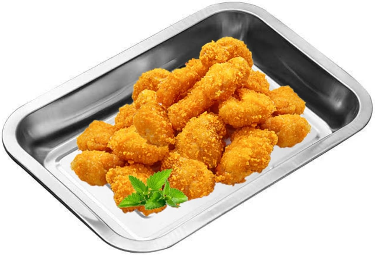 3 Pack Stainless Steel Breading Trays Set,Breading Pans for Marinating, and Prepping Meat Chicken and Fish 10.4" X 7.7" X 1.9" image number 5