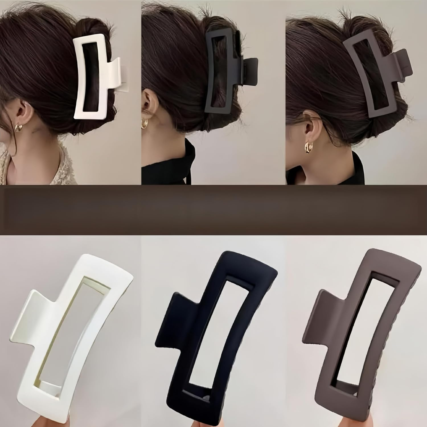 11Cm Large Geometric Hair Claw Clip,Elegant Matte. Matte Finish,Non-Slip,Versatile Fashion Accessories (2Pcs) image number 4