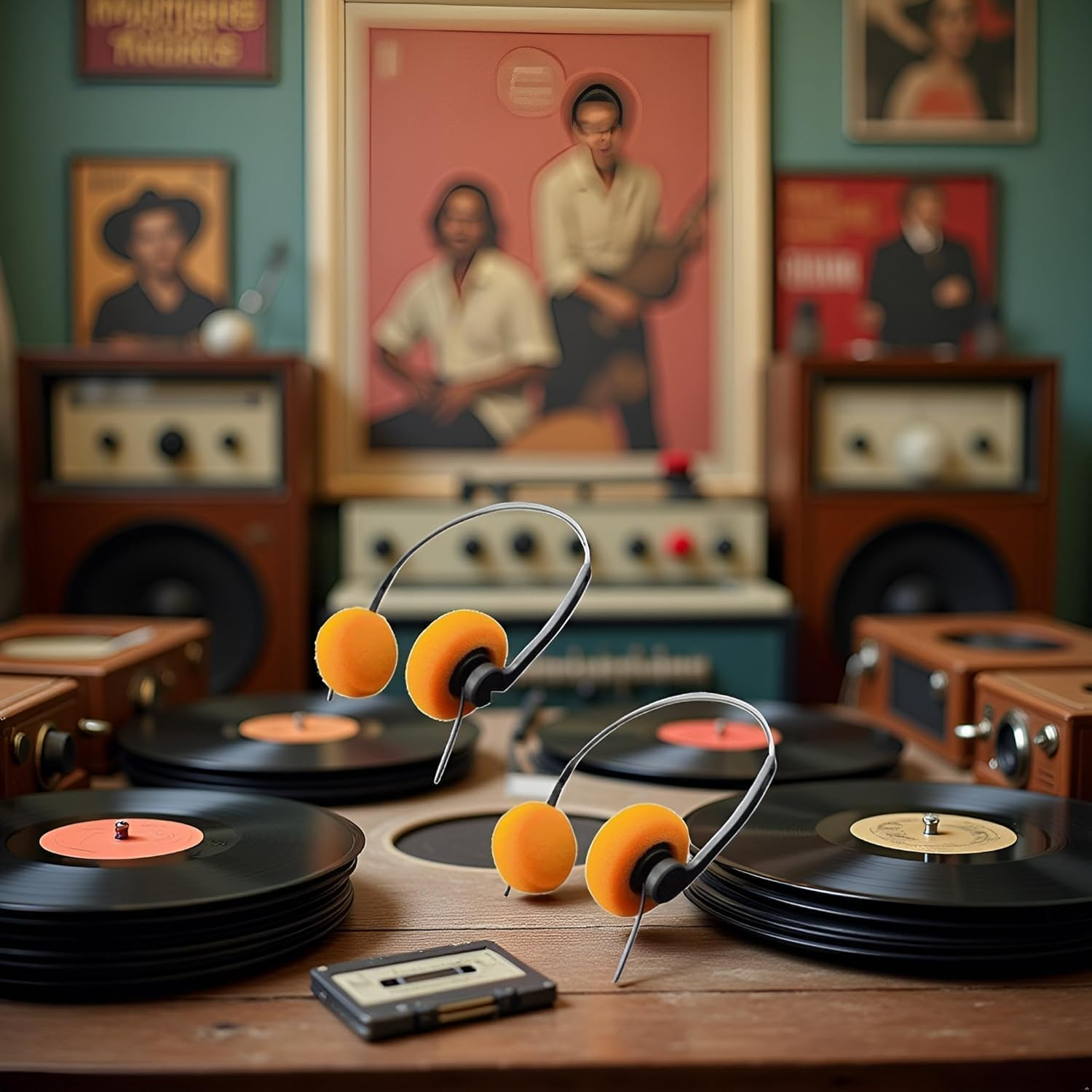 2 Pcs Retro on Ear Headphones, Wired Stereo Headphones, Lightweight Portable Headphone with Adjustable Headband, Cassette Player, Over-Ear Headphone(Orange)