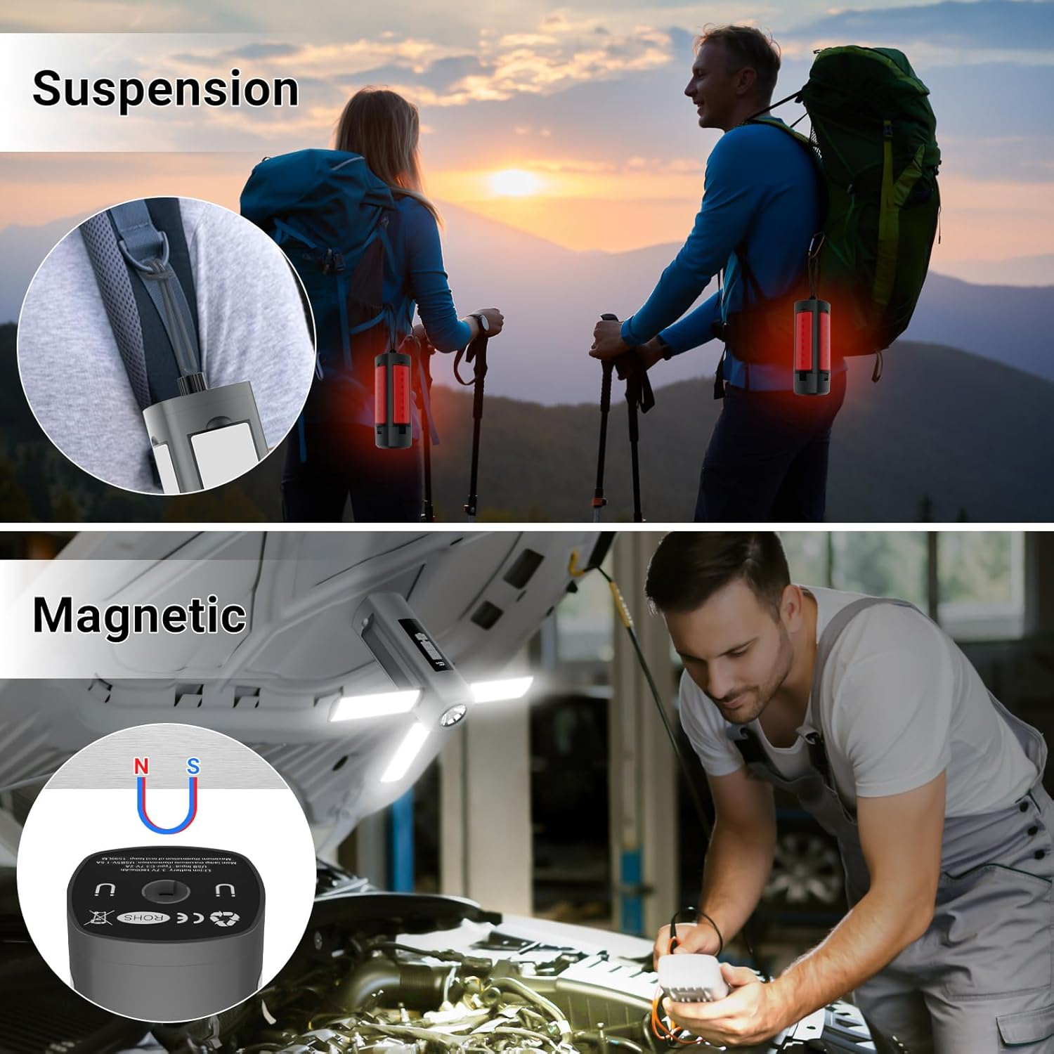 Camping Light Outdoor Multifunctional Rechargeable Folding Camping Tent Light with 7 Light Modes, 1500 Lumen Dimmable LED Camping Lantern for Flashlight, Camping, Fishing Car Repair and Emergency image number 1