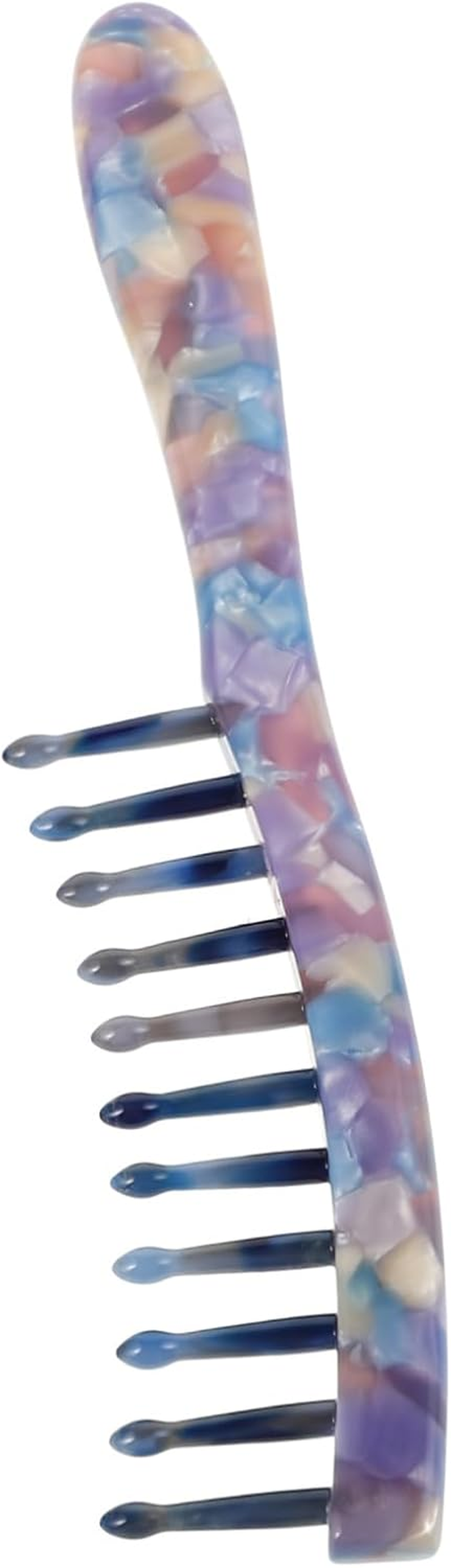 Marble Texture Hair Comb Wide Tooth Design for Detangling Curly Wet Hair Long Handle for Comfortable to Hold Retro Pattern for Women and Travel Use image number 3