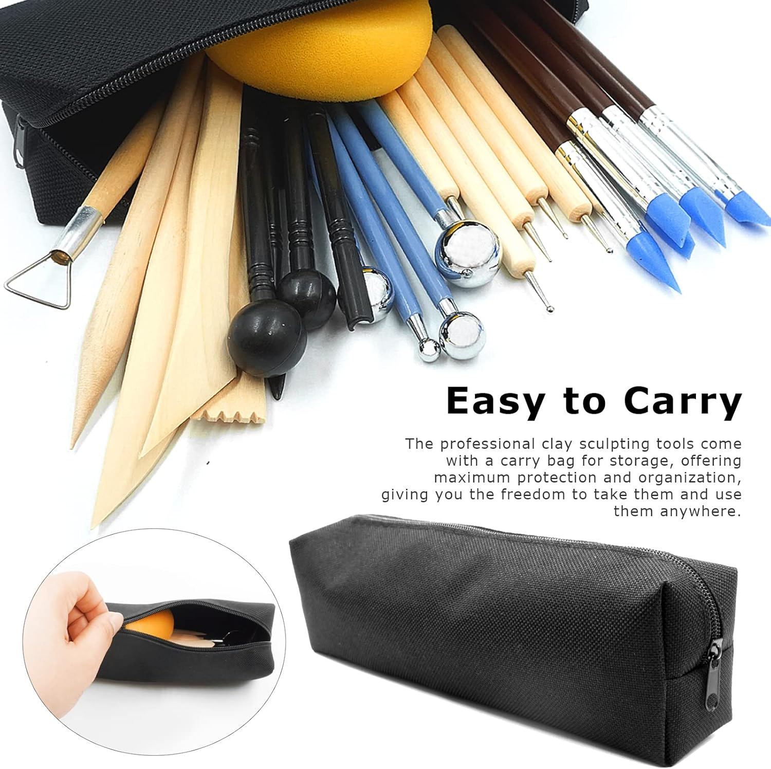 Clay Tools Kit, 25 PCS Polymer Clay Tools, Ceramics Sculpting Tools Kits, Air Dry Tool Set for Adults, Pottery Craft, Baking, Carving, Drawing, Dotting, Molding, Modeling, Shaping image number 6