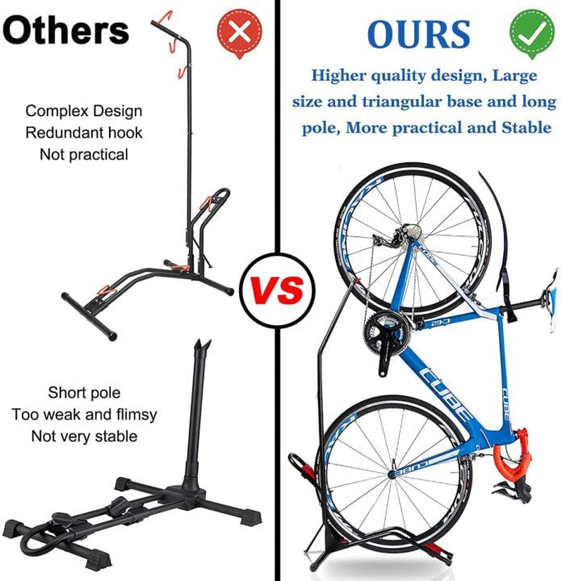 Bike Stand Vertical Bicycle Rack, Space-Saving Freestanding and No-Damage Wall for Apartment Garage, Super Stable Parking Floor Upright Bike Stand Rack, Adjustable Indoor Bike Storage for 20''-27''Mountain/Kid/Road Bikes image number 6