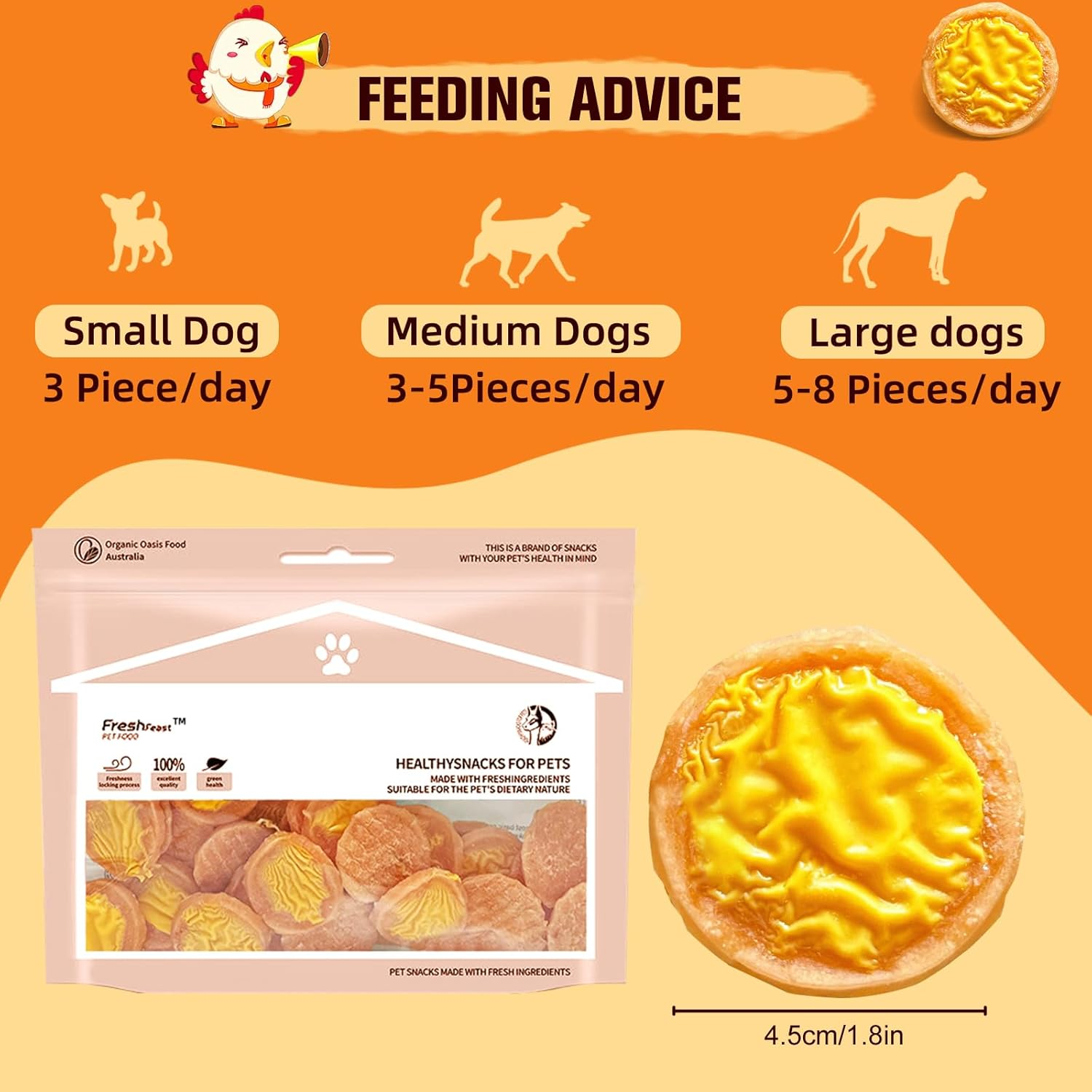 Cheese Chicken Slices with Fresh Meat Triple Flavor Chips 240G for Teeth Grinding, Training Rewards & Healthy Snacking, Cheese & Chicken Waffle Dog Treats for Puppies & Dogs - Fun Shaped image number 1