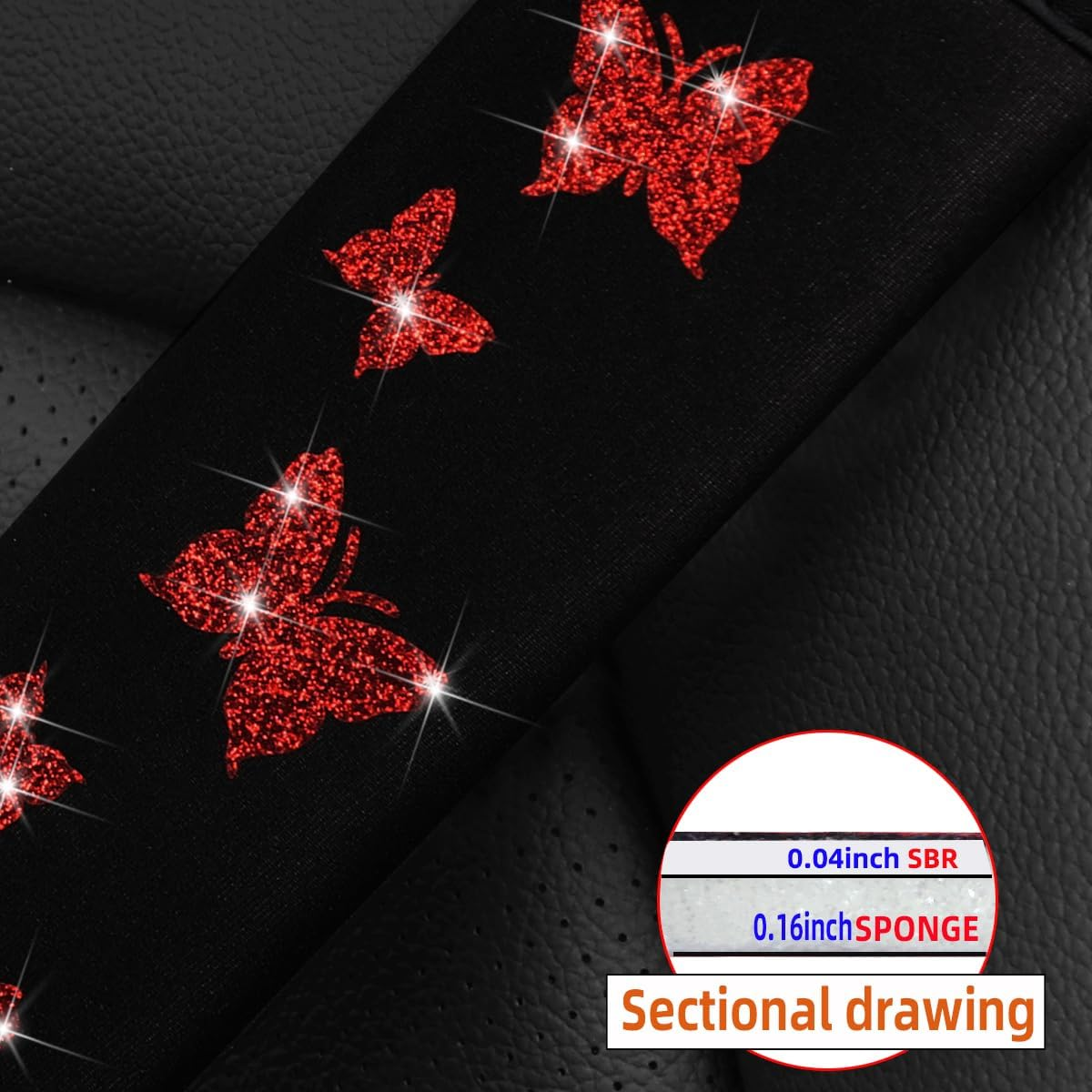 KHGUZ 2PCS Car Seat Belt Covers, Polyester Fiber Vehicle Seatbelt Cushion Pad Protector, Automotive Safe Strap Cover Pad Help Protect Neck and Shoulder, Universal for SUV, Truck, Rv（Red）