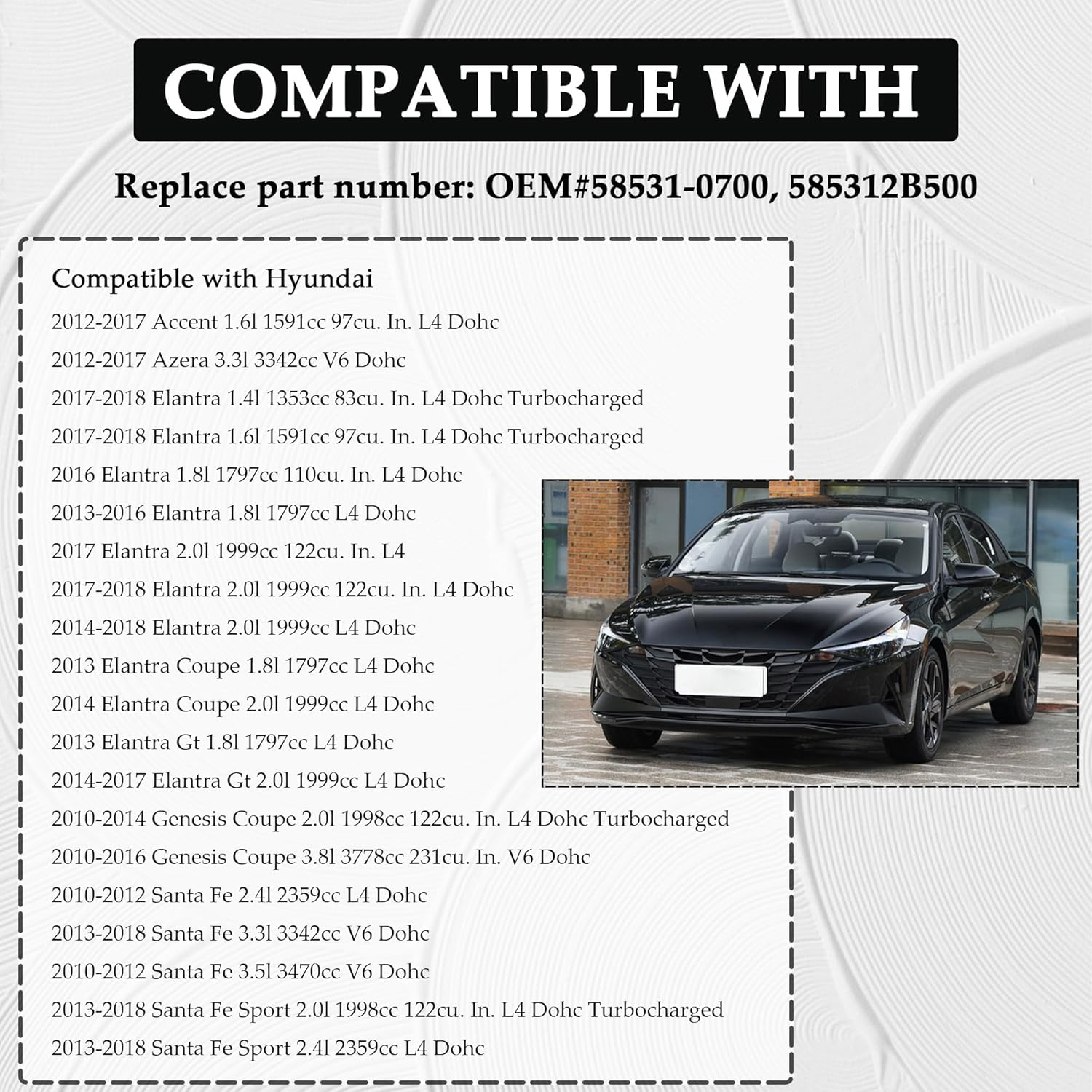 Car Brake Fluid Cap,Durable Master Cylinder Cap Compatible with Hyundai Accent Azera Elantra Kia Optima,Brake Reservoir Cap Car Accessories Replacement OEM#58531-07000,585312B500 image number 1