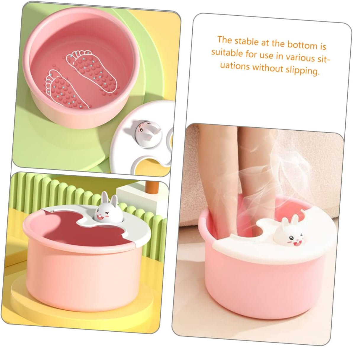 VINTORKY Foot Bath Tub for Children Portable Spa Bucket Massage Bubbles Sturdy Plastic Foot Soaking Basin image number 3