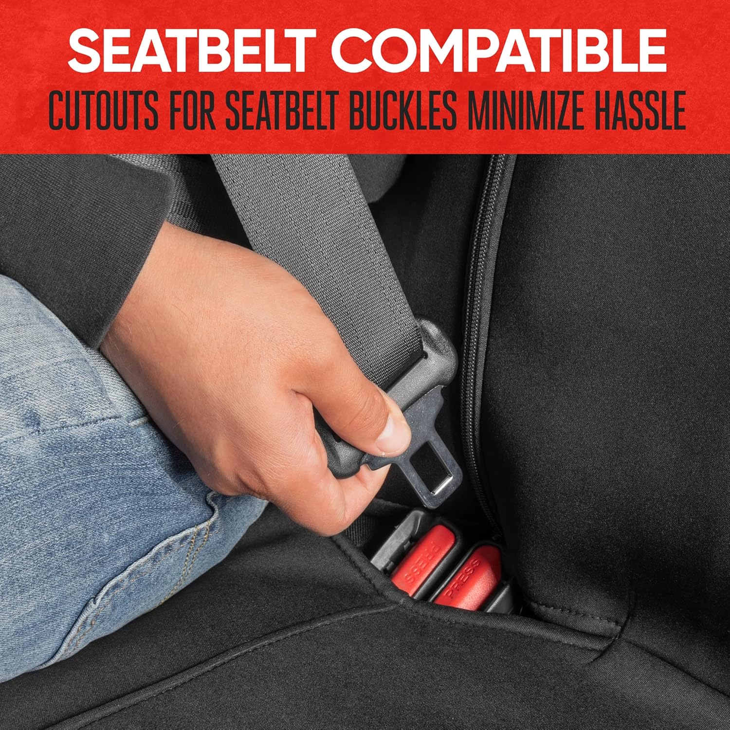 Motor Trend Spillguard Neoprene Rear Seat Protector - Waterproof Bench Cover for Cars with Gray Stitching, Padding for Kids & Dogs image number 2