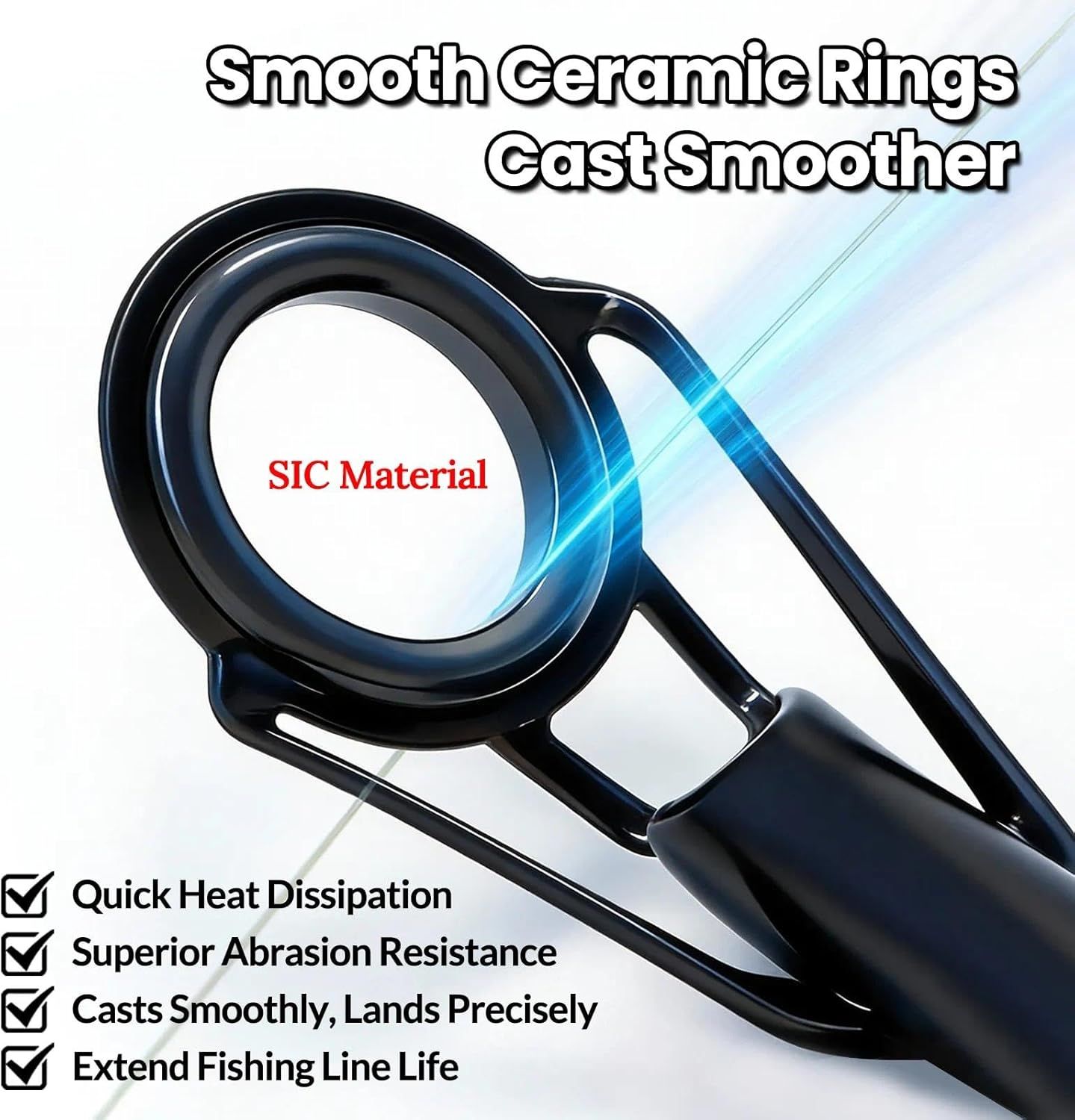 9KM DWLIFE Fishing Rod Repair Ceramic Guide Ring Replacement Kit 14 Sizes 0.13In to 1.86In image number 2