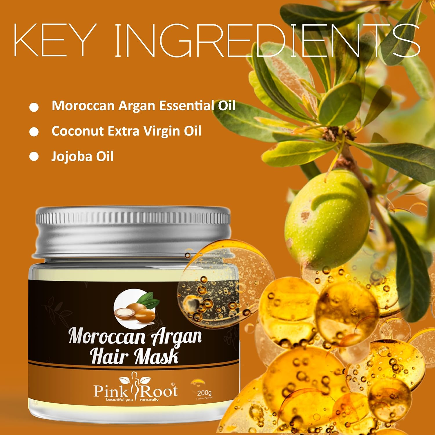 Pink Root Moroccan Argan Hair Mask 200Gm image number 4