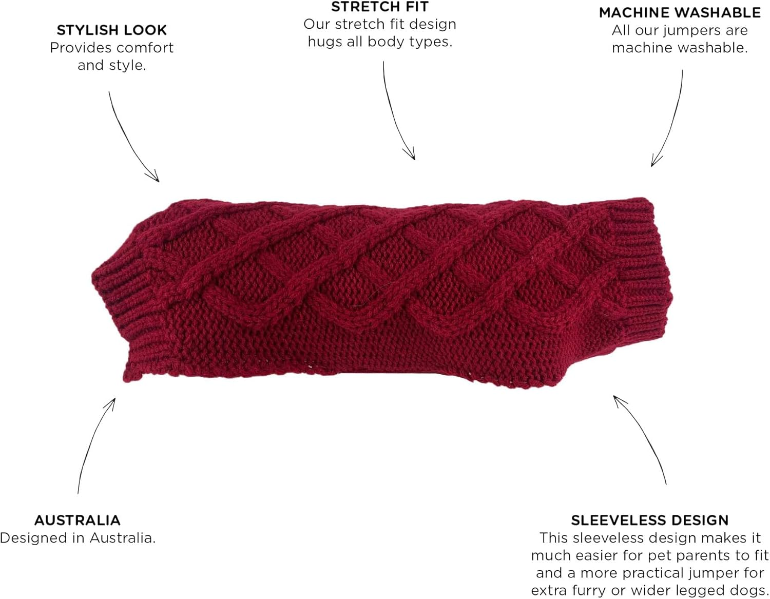 Huskimo Diamond Cable Dog Jumper, Scarlett, 46Cm image number 2