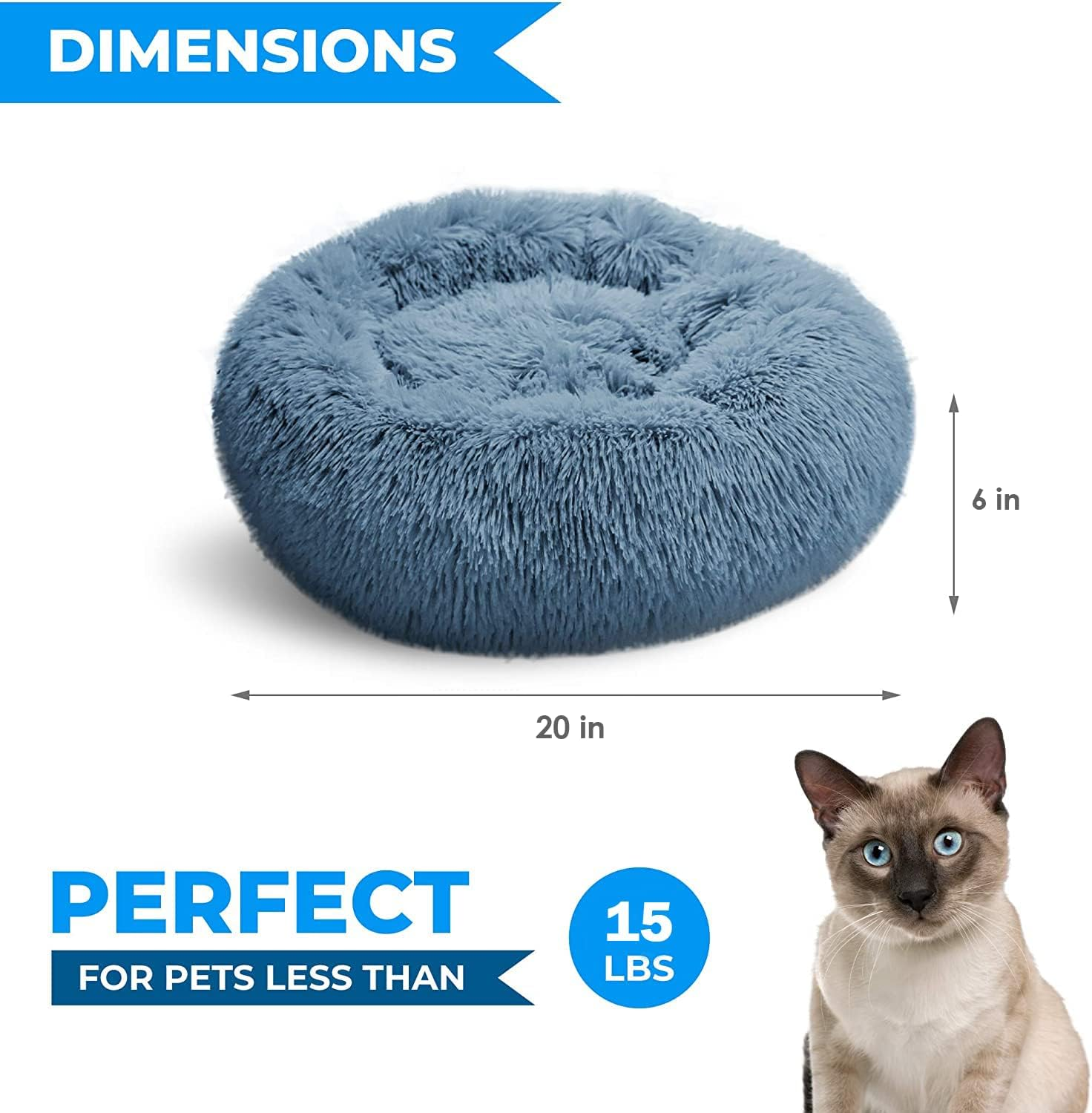 Whiskers & Friends Cat Bed, Cat Beds for Indoor Cats, Washable, for Small Cat Bed, Large Cat Bed, Kitten Bed, Small Dog Bed, Anti-Anxiety Calming Pet Bed, Cat Beds & image number 5