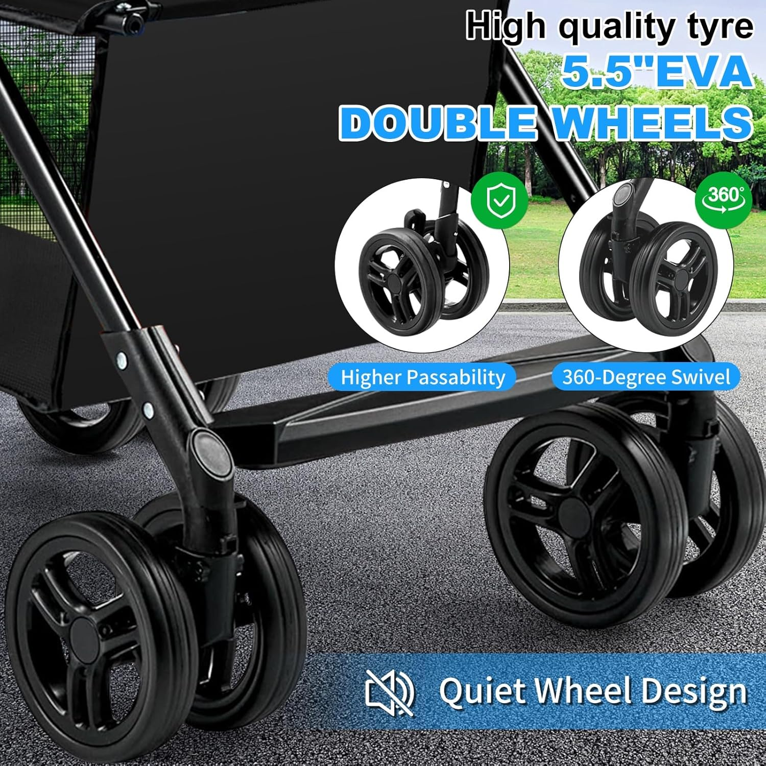 Foldable Shopping Cart 120 Liters Double Layer Portable Shopping Trolley Carts Grocery Cart Utility Cart with Removable Storage Bag Larger Capacity for Office Shopping Picnic Groceries Laundry