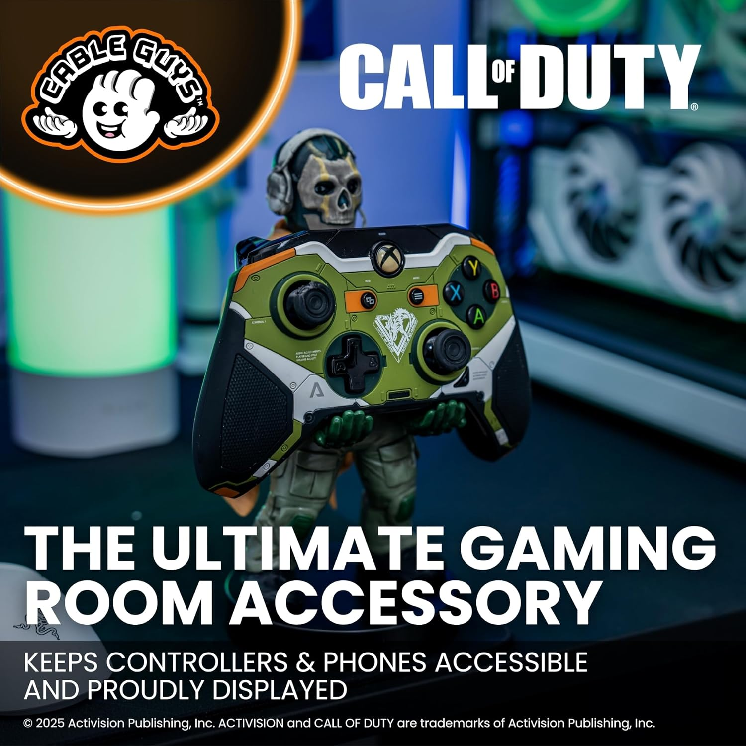Cable Guys - Call of Duty Warzone Ghost Gaming Accessories Holder & Phone Holder for Most Controller (Xbox, Play Station, Nintendo Switch) & Phone