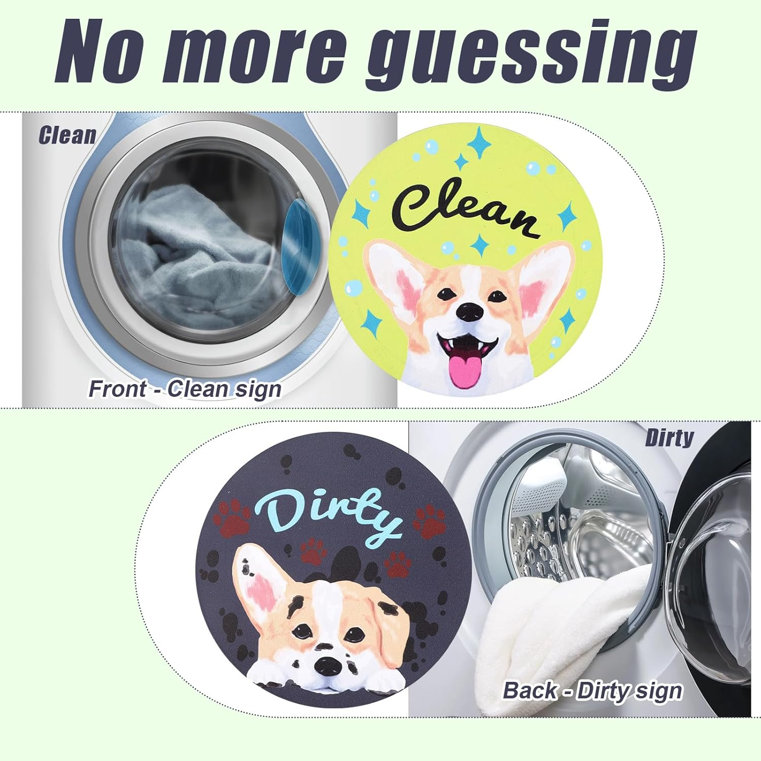 Dishwasher Magnet Clean Dirty Sign, Funny Dog Double-Sided Reversible Clean Dirty Indicator Funny Kitchen Accessory for Dishwasher Fridge Laundry Room Home Organization image number 5