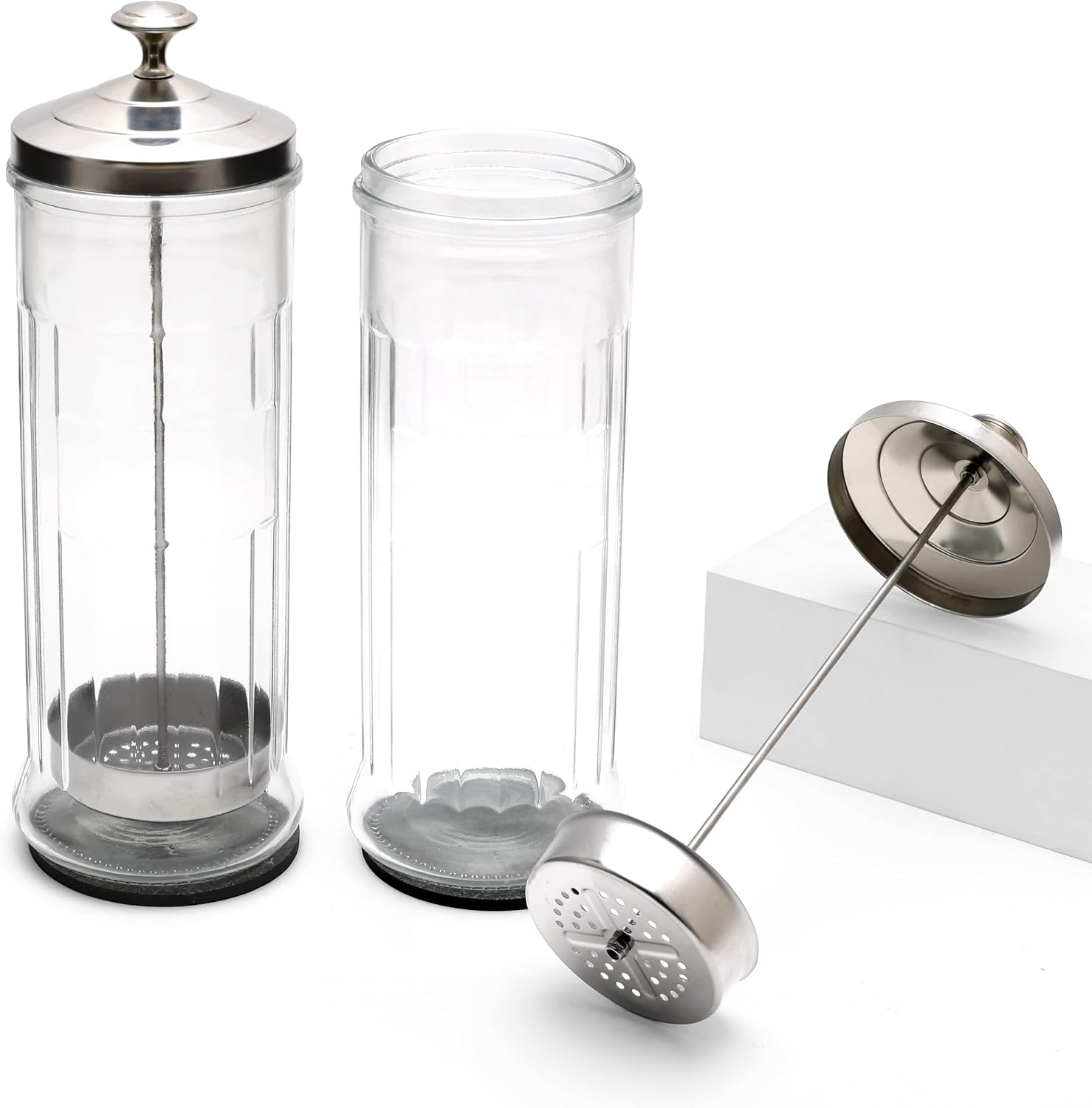 ZIBARBER Glass Disinfectant Jar, 50 Oz Large Sterilizing Jar for Manicure & Pedicure Implements, Salon Barber Tools - 11.7"H X 3.8"W image number 5