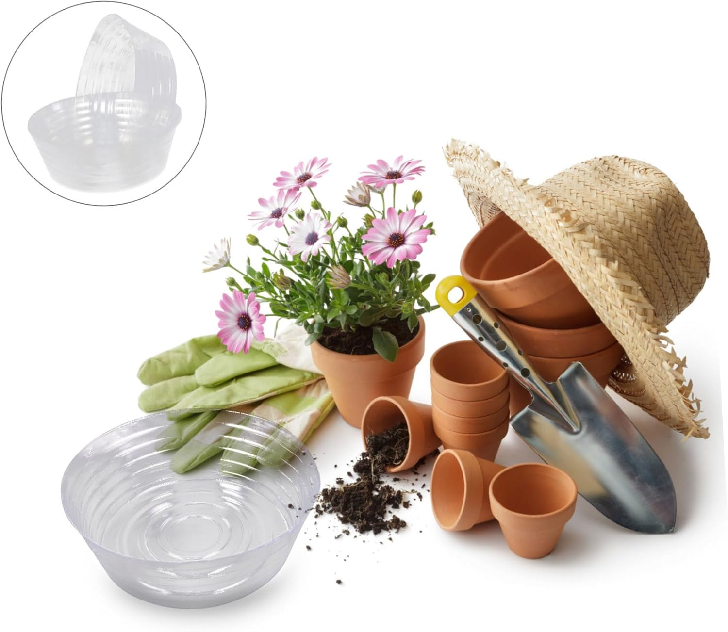 KONTONTY Plant Saucer Liner 6 Pack Deep Flower Pot Trays for Indoor Gardening Leakproof image number 4