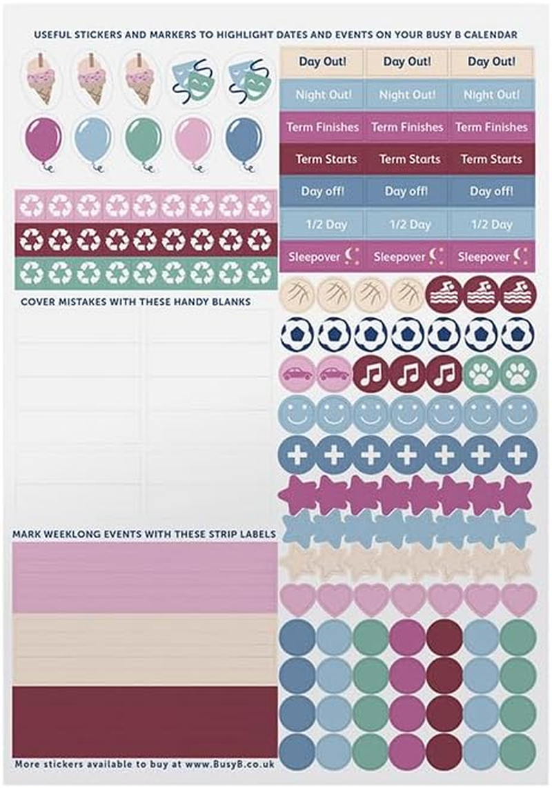 Busy B - Large Family Wall Calendar 2026 - Birds Design with 5 Columns & Storage Pockets - Monthly Calendar 2026 for Busy Families with Colour-Coded Stickers - 23.5 X 25.5 Cm image number 6